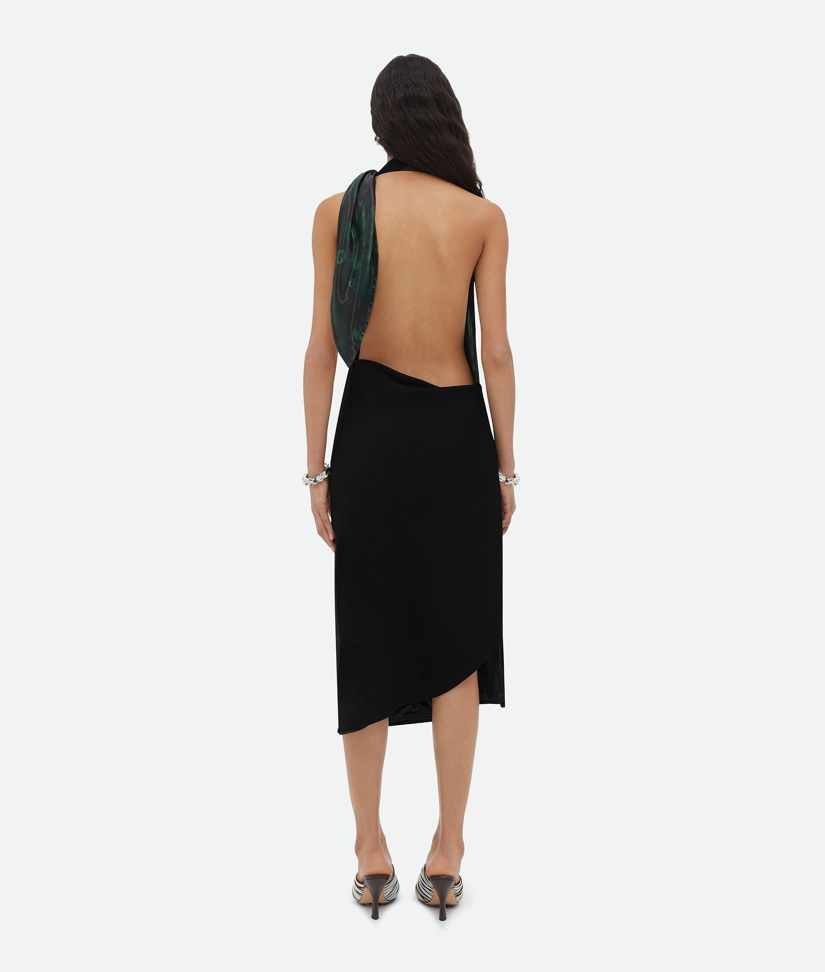 Bottega Veneta o1bcso1str0225 Fluid Viscose Midi Dress in Black Size M / US 6-8 / IT 42-44 - 3 Thumbnail