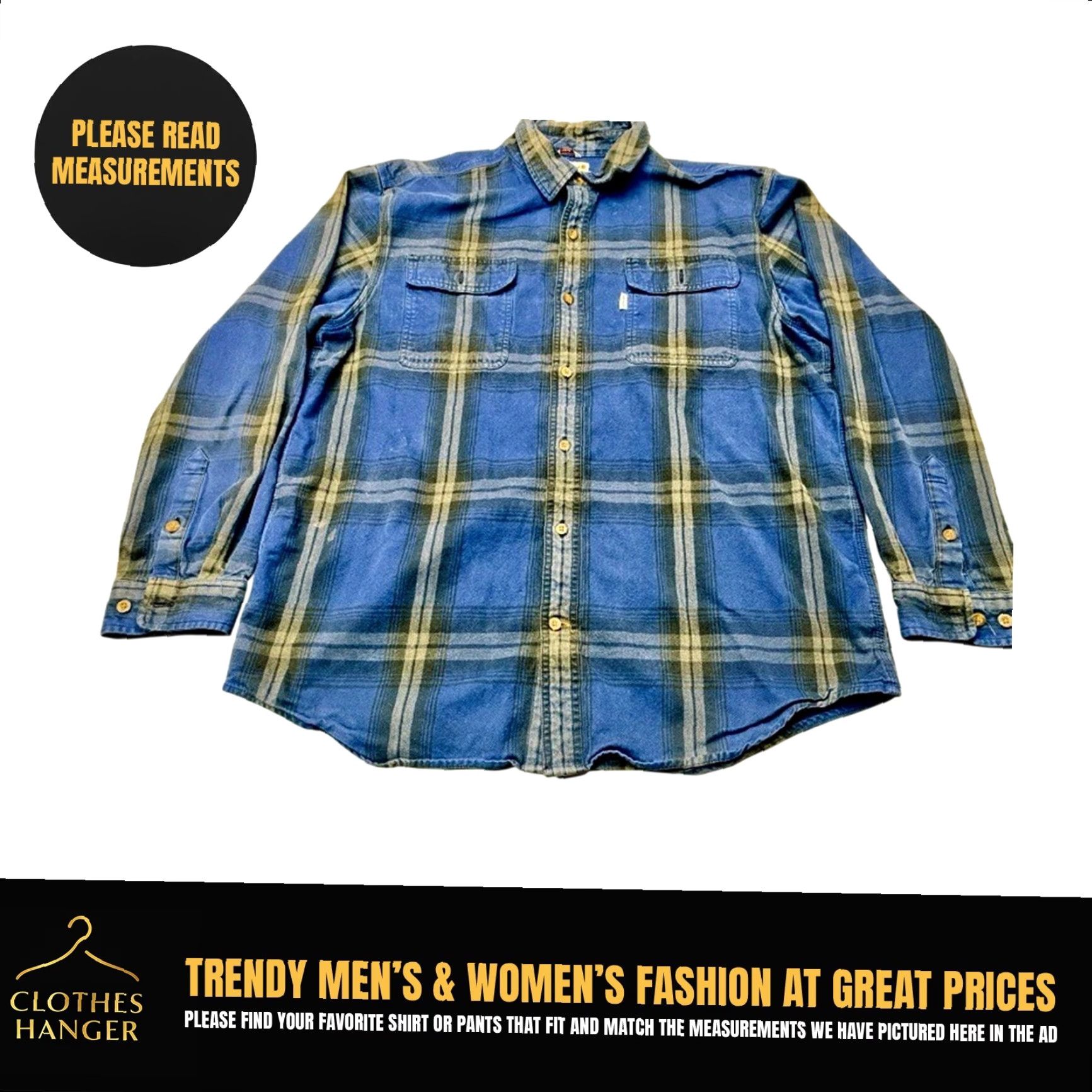 Carhartt Carhartt Heavy Flannel Shirt Hubbard 102215 988 Men's Size XL Blue Plaid 8223 Size US XL / EU 56 / 4 - 2 Thumbnail