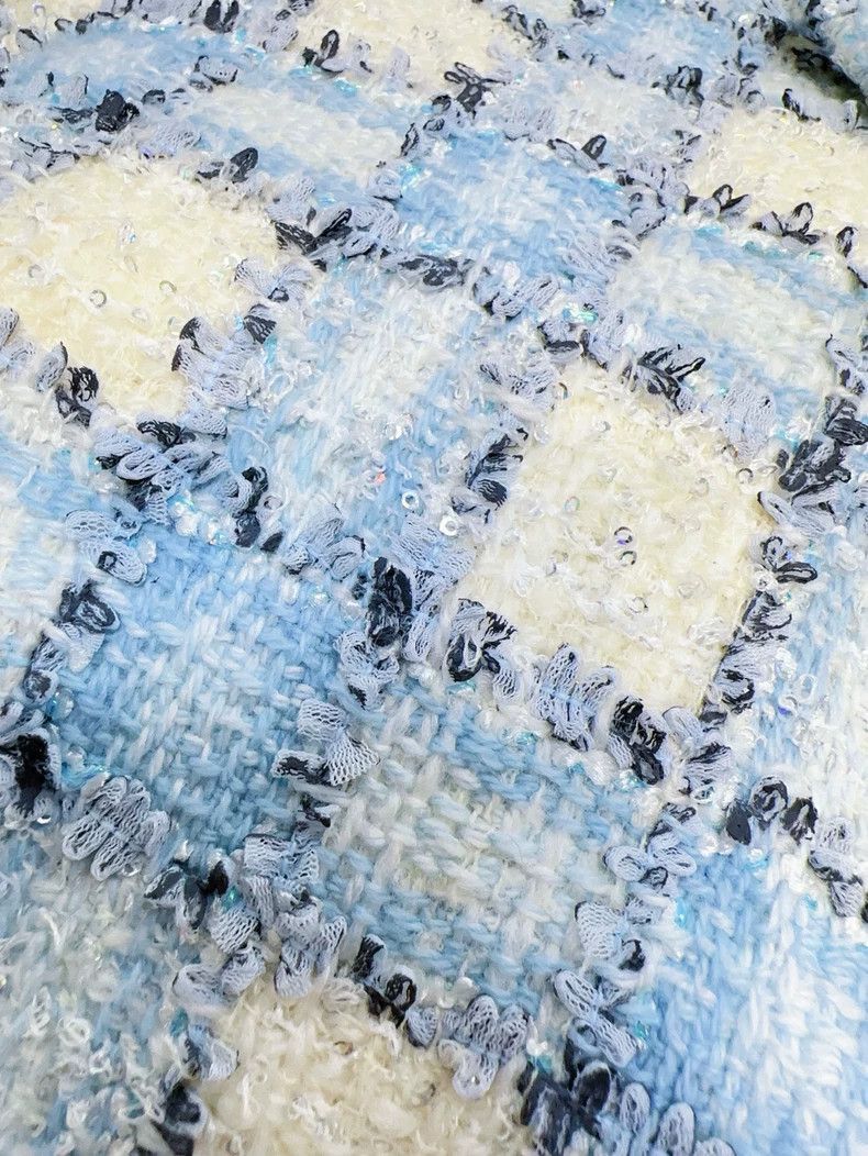 Chanel Chanel 22B Blue White Sequin Tweed Jacket Size M / US 6-8 / IT 42-44 - 6 Thumbnail