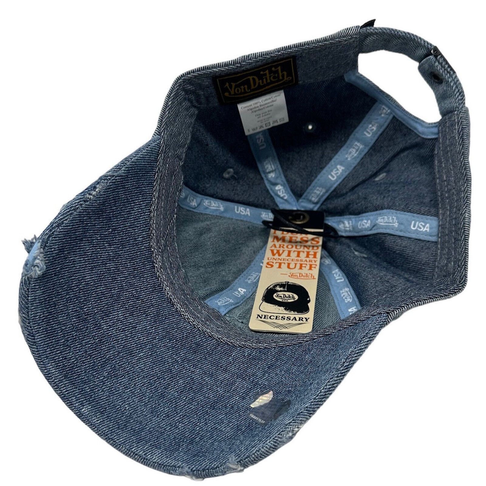 Von Dutch Von Dutch Hat Blue Denim Distressed Unstructured Dad Cap Size ONE SIZE - 6 Thumbnail