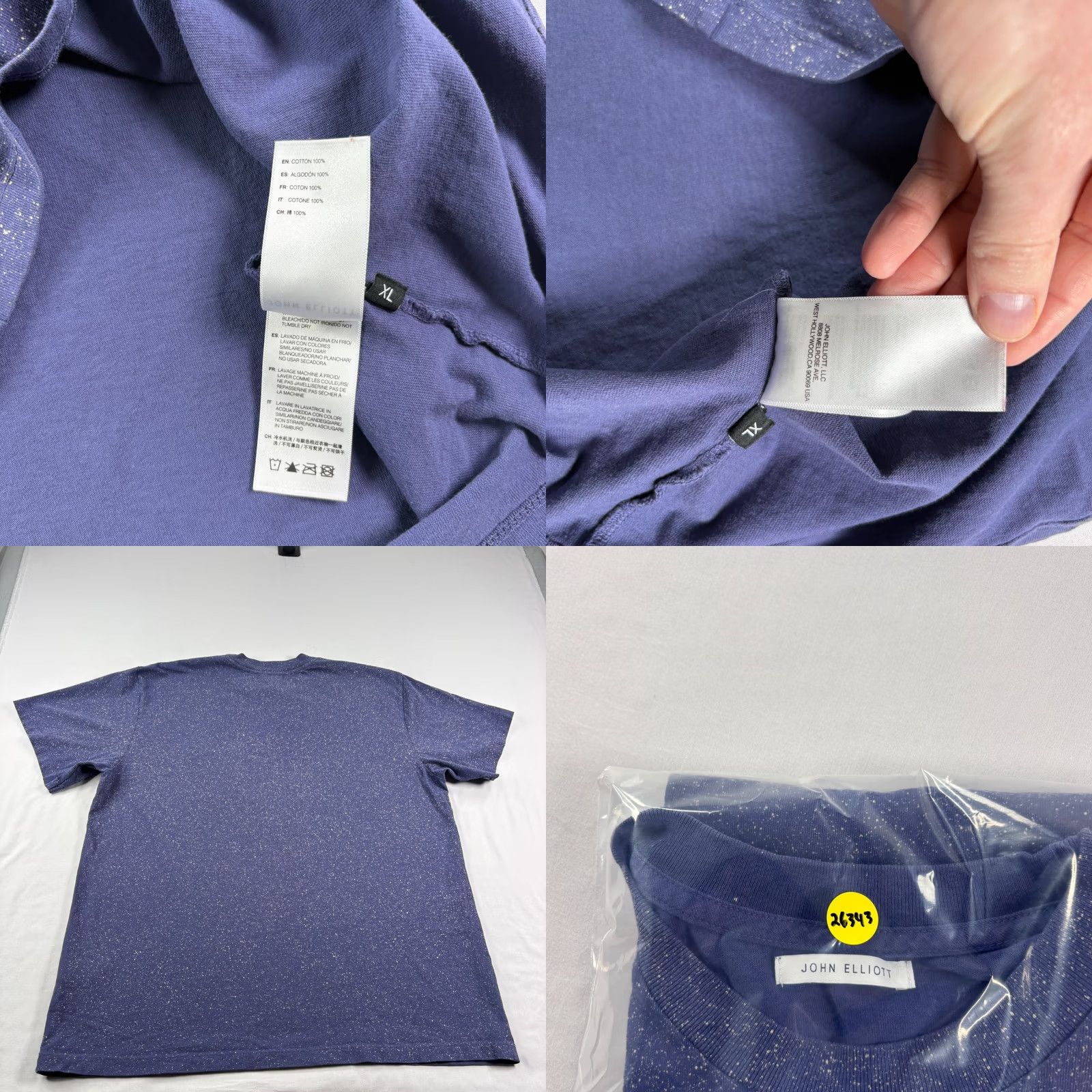 John Elliott John Elliott Blue Cotton Crew Neck Short Sleeve Pocket Tee Mens XL Size US XL / EU 56 / 4 - 8 Thumbnail