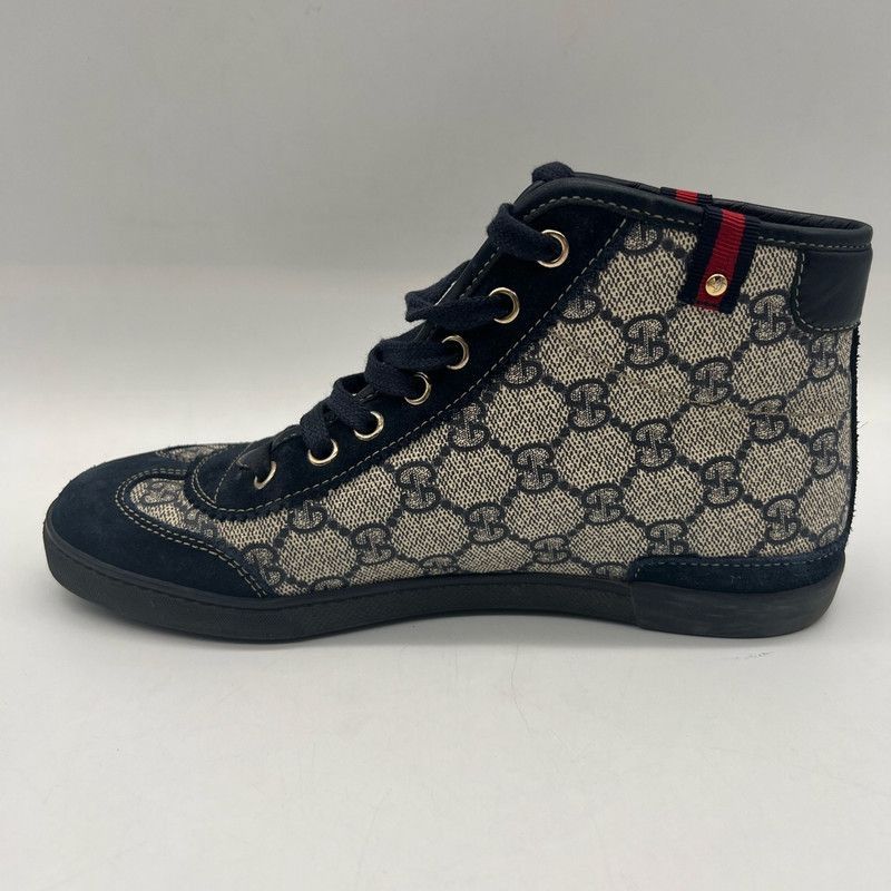 Gucci Gucci Logo High-Top Casual Sneakers in Brown and Black Size US 5.5 / EU 38 - 3 Thumbnail