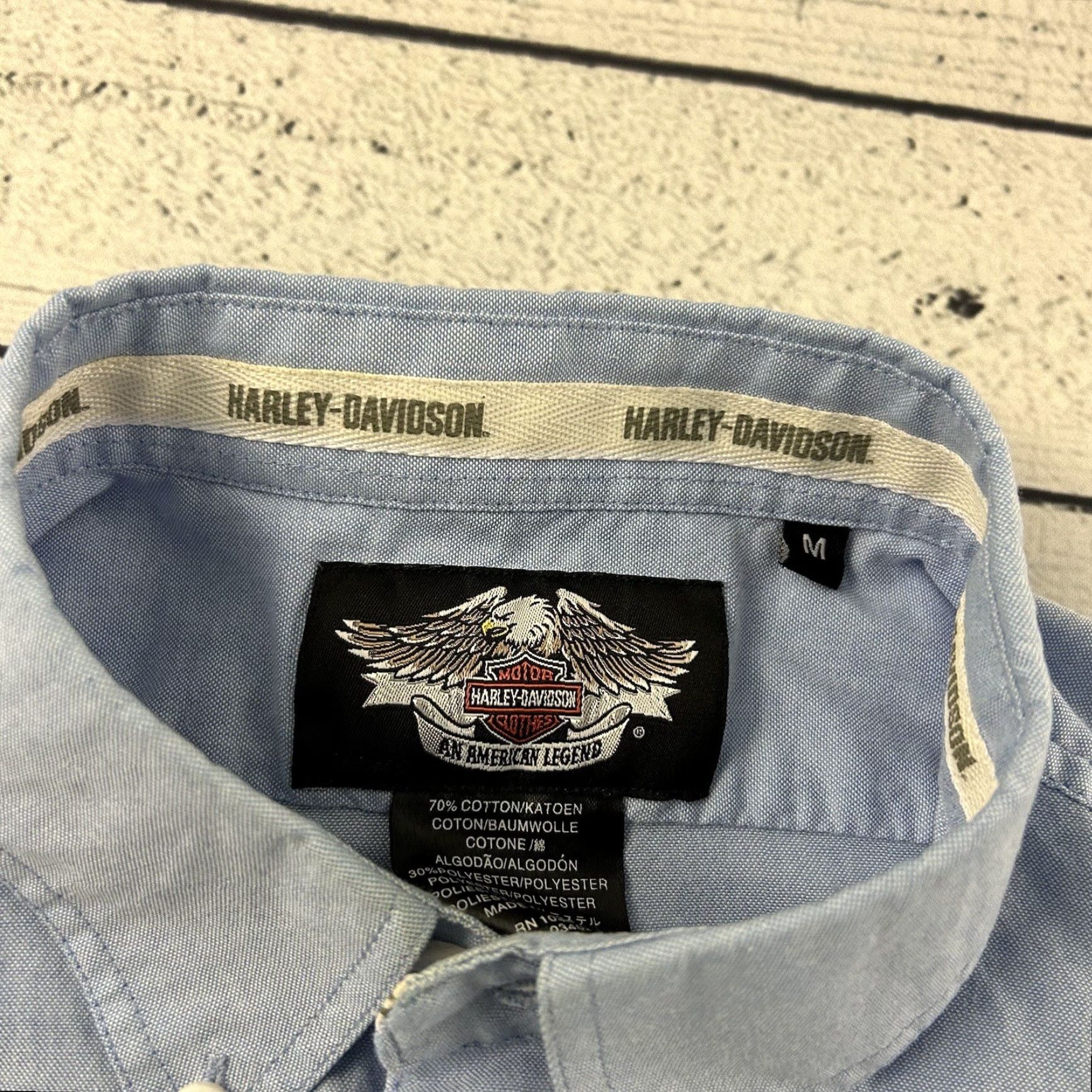 Harley Davidson Harley-Davidson Long Sleeve Button-Up Shirt Men's M Blue Size US M / EU 48-50 / 2 - 2 Thumbnail