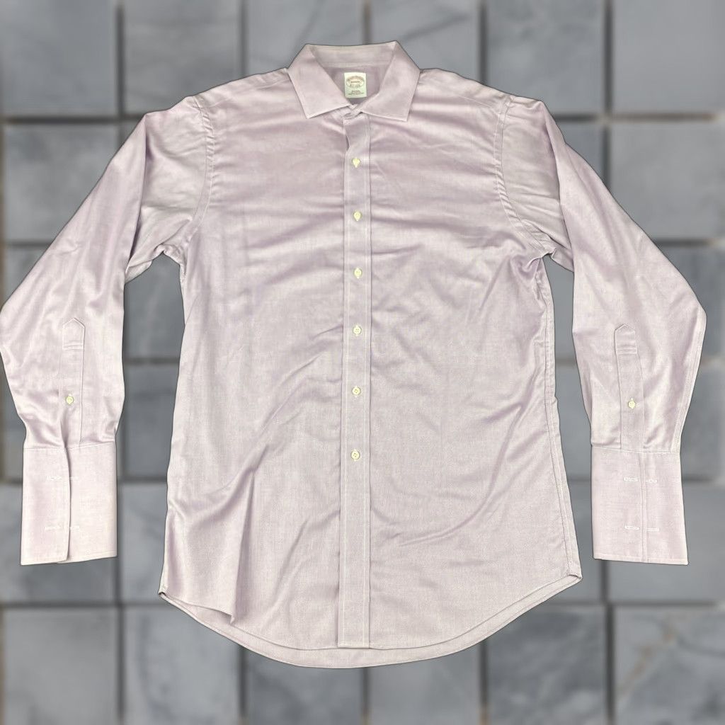 Brooks Brothers Brooks Brothers Shirt Mens Medium Purple Dress Non Iron French Cuff Formal Business Size 40R - 1 Thumbnail