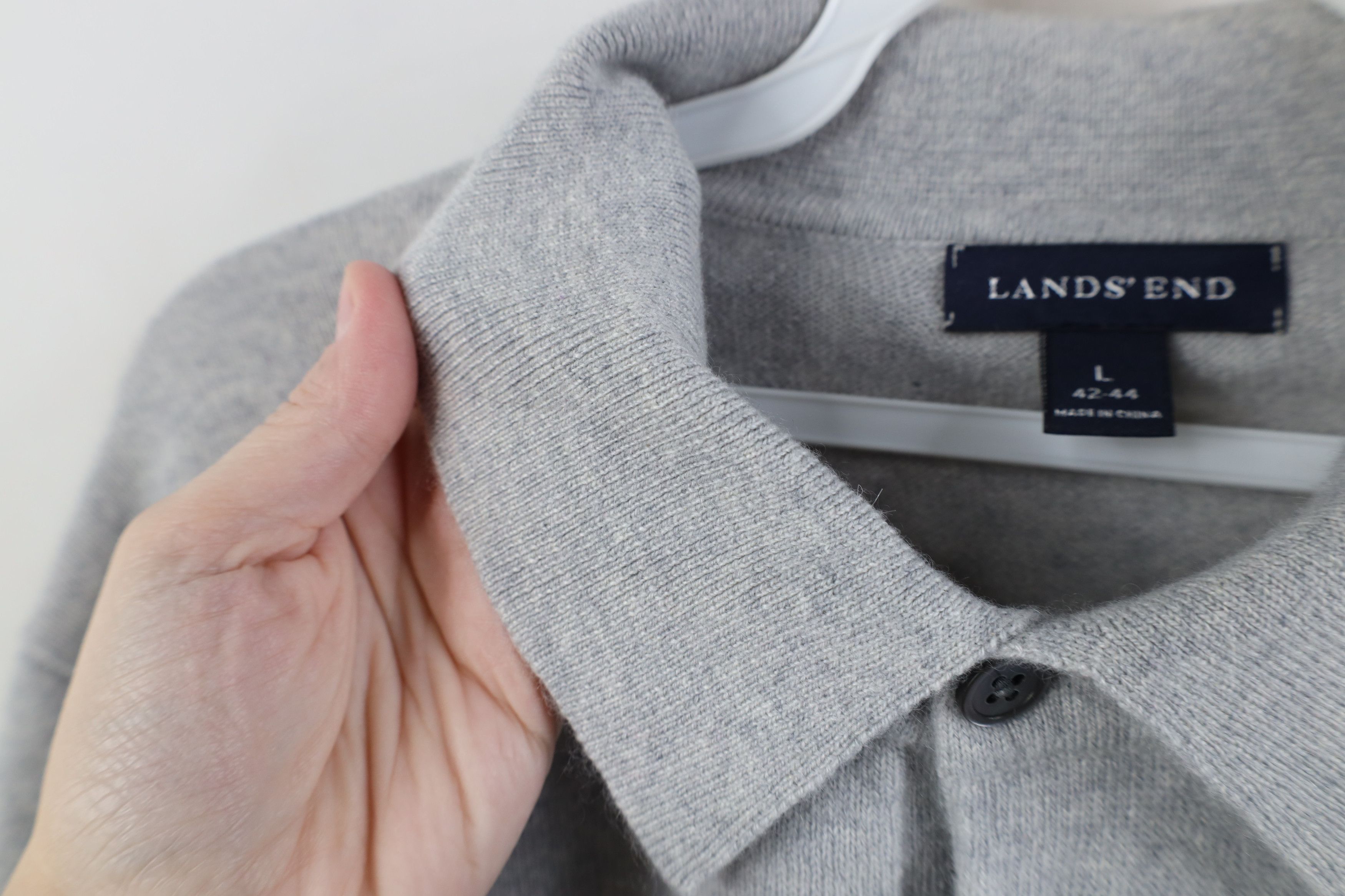 Lands' End Vintage 90s Lands End Cashmere Knit Collared Sweater Gray Size US L / EU 52-54 / 3 - 5 Thumbnail