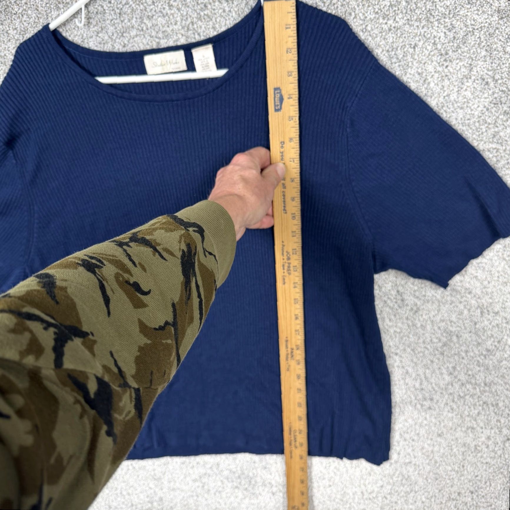 Vintage Studio Works T-Shirt Womens 3X Plus Blue Ribbed Knit Minimalist Basic Layering Shirt Womens Plus Size Blue Ribbed Knit Crew Neck Short Sleeve Casual Size XXL / US 16-18 / IT 52-54 - 2 Thumbnail