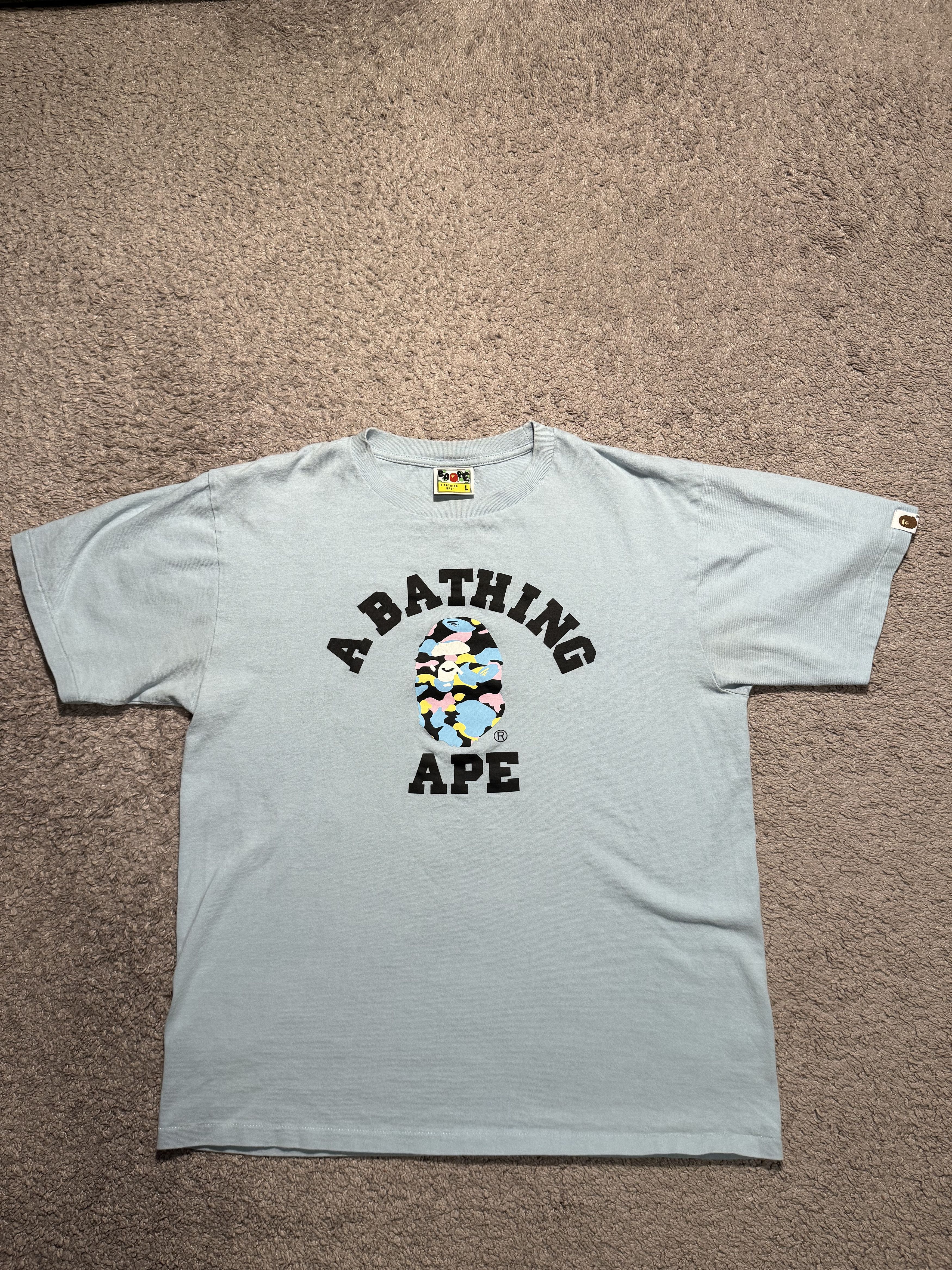 Bape BAPE Multi Camo College Tee Light Blue Size US L / EU 52-54 / 3 - 1 Thumbnail