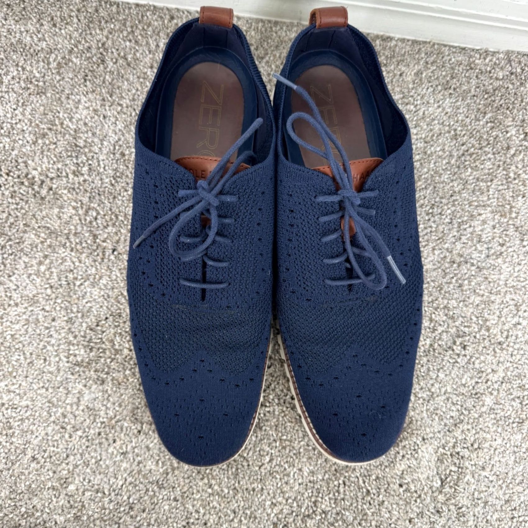 Cole Haan Zerogrand Stitchlite Oxford Men 12 Navy Blue Wingtip Knit Sneaker Cole Haan OriginalGrand Shoes Mens 12 Stitchlite Oxford Blue  main image 4