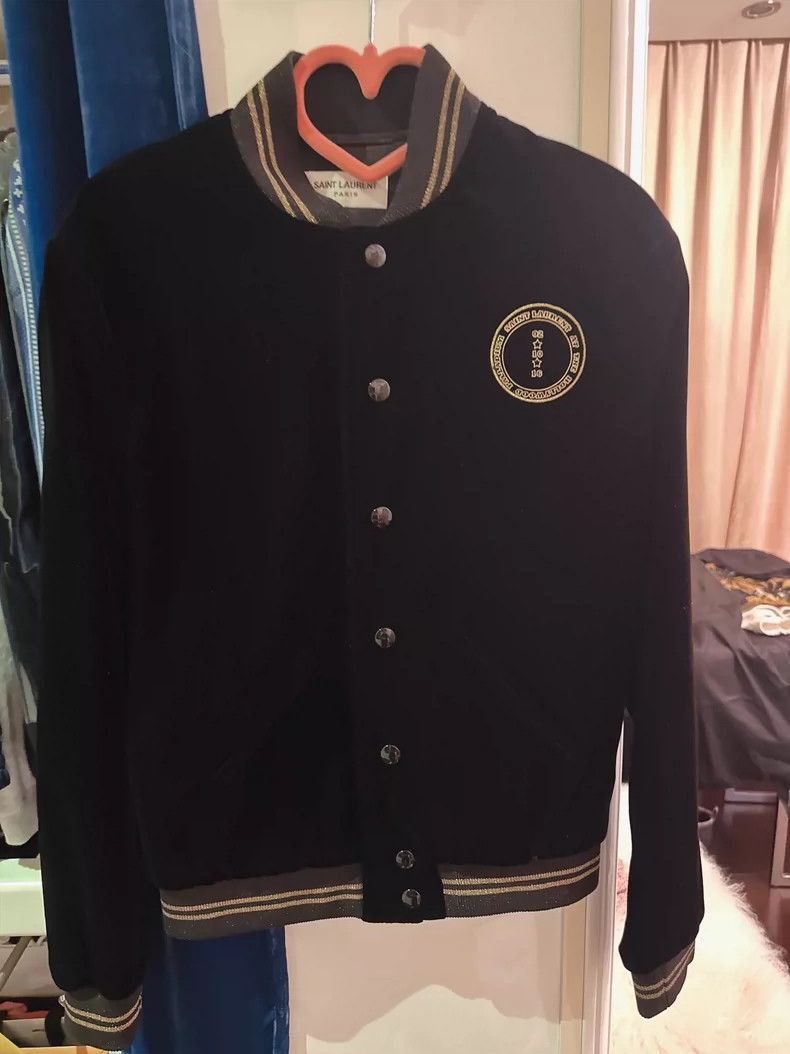 Yves Saint Laurent YSL Velvet Baseball Jacket for Stylish Look Size US M / EU 48-50 / 2 - 1 Thumbnail