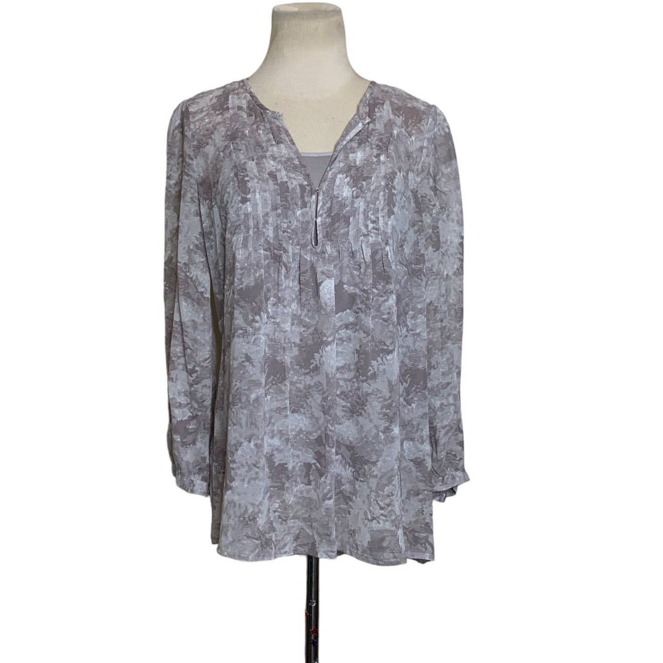 Joie Joie Gray Print Silk Chiffon Semi Sheer Tunic Blouse XS Size XS / US 0-2 / IT 36-38 - 1 Thumbnail