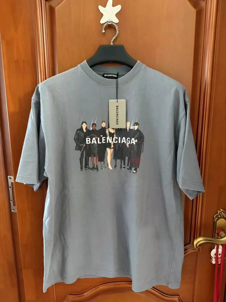 Balenciaga Balenciaga Haze Blue Portrait Short Sleeve M Size Size US M / EU 48-50 / 2 - 1 Thumbnail