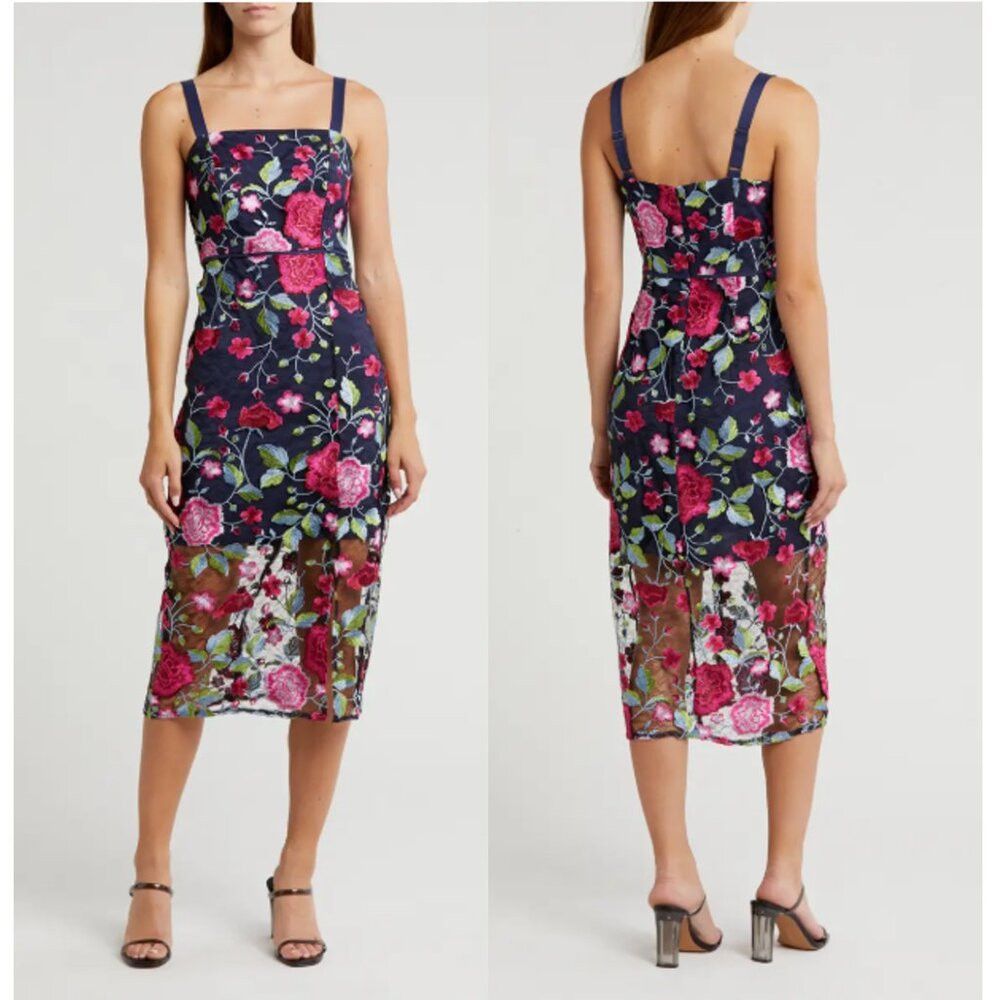 Sam Edelman NWT New $158 Sam Edelman Peony Embroidered Midi Dress Size Size XS / US 0-2 / IT 36-38 - 1 Thumbnail