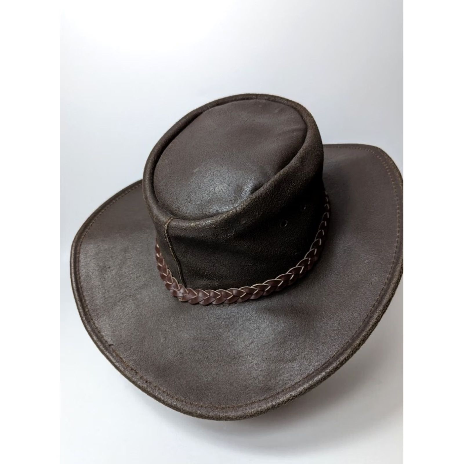 Vintage Purely Outback Purely Australian Lather Cowboy Hat Size S Mens Brown Cowboy Hat Size ONE SIZE - 4 Thumbnail