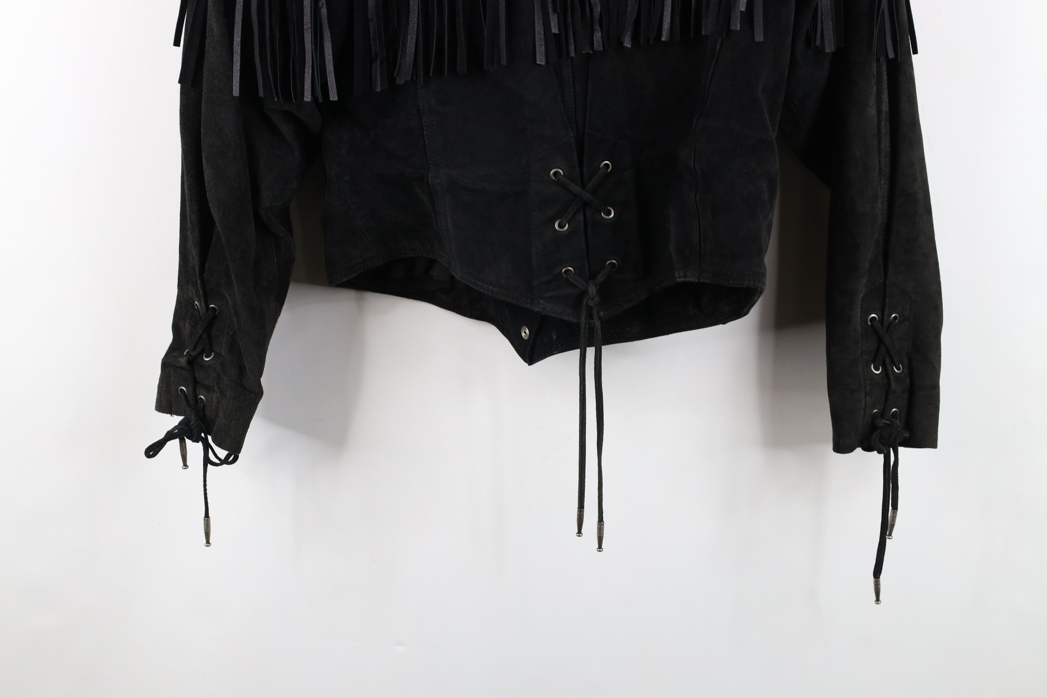 Vintage Vintage 90s Streetwear Western Suede Leather Jacket Black Size M / US 6-8 / IT 42-44 - 16 Thumbnail