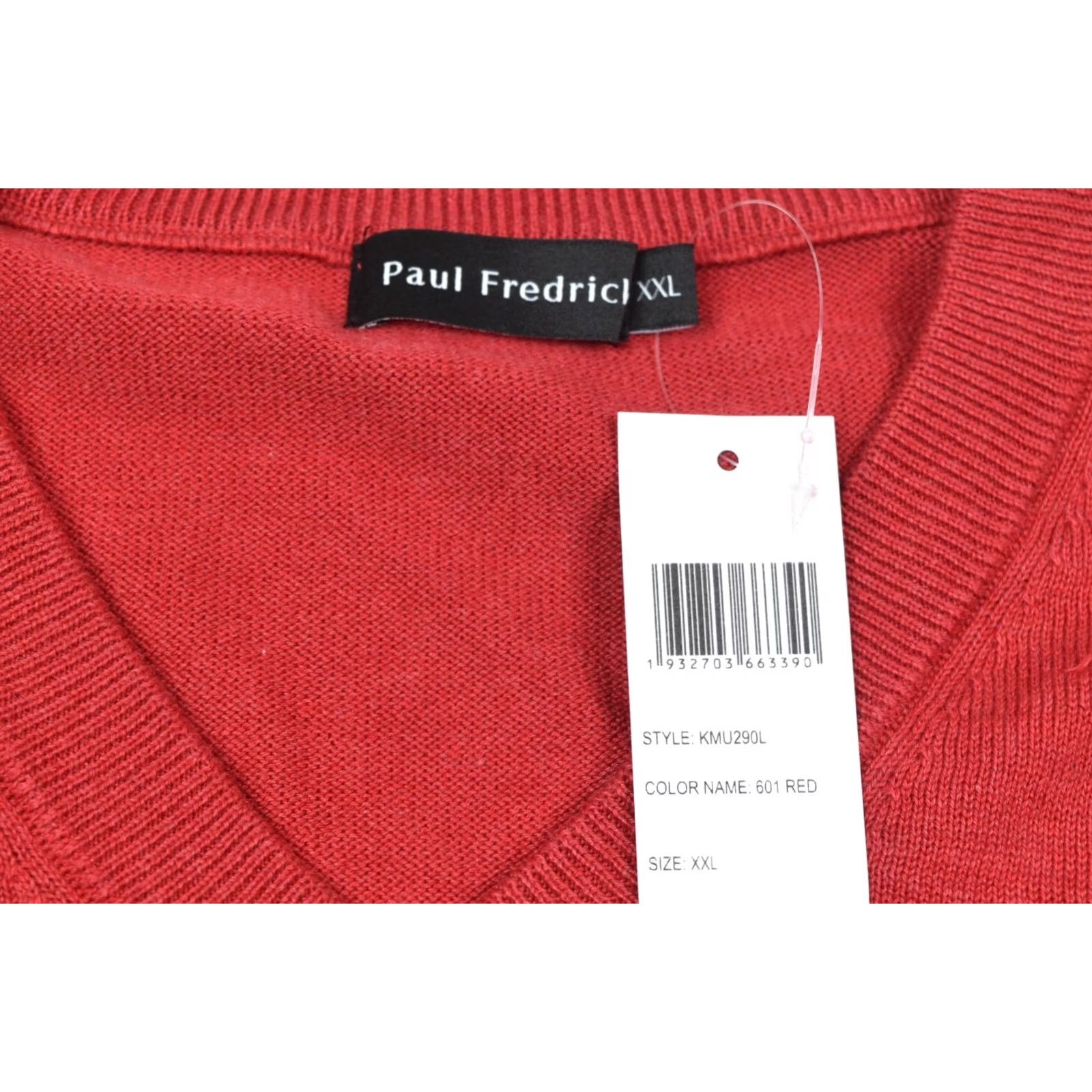 Vintage Paul Fredrick Supima Cotton V-Neck Sweater Mens 2XL Red Long Sleeve Pullover Size US XXL / EU 58 / 5 - 4 Thumbnail