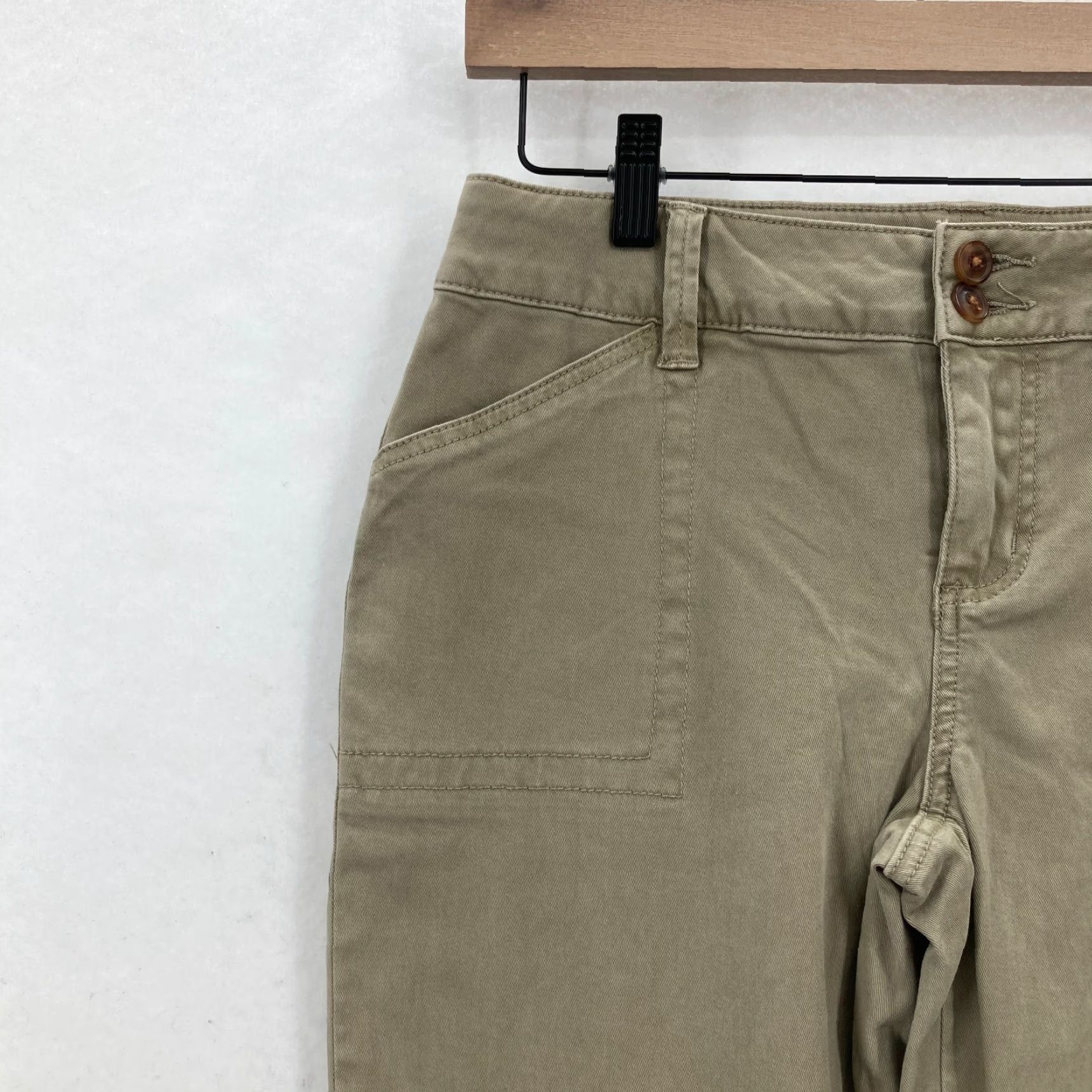 Vintage Maurices Chino Pants Women's 6 Slim Bootcut Khaki Beige Stretch Casual Short 29in Inseam Pants Women Size 28" / US 6 / IT 42 - 3 Thumbnail