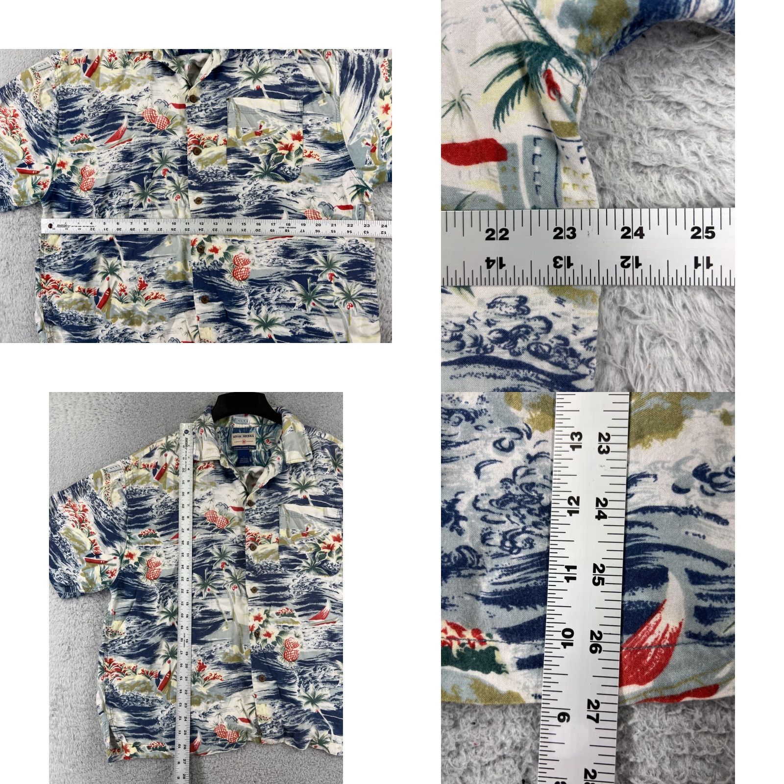 High Sierra High Sierra Shirt Adult Large Blue Floral Palm Ocean Print 100% Rayon Hawaiian Size US L / EU 52-54 / 3 - 8 Thumbnail