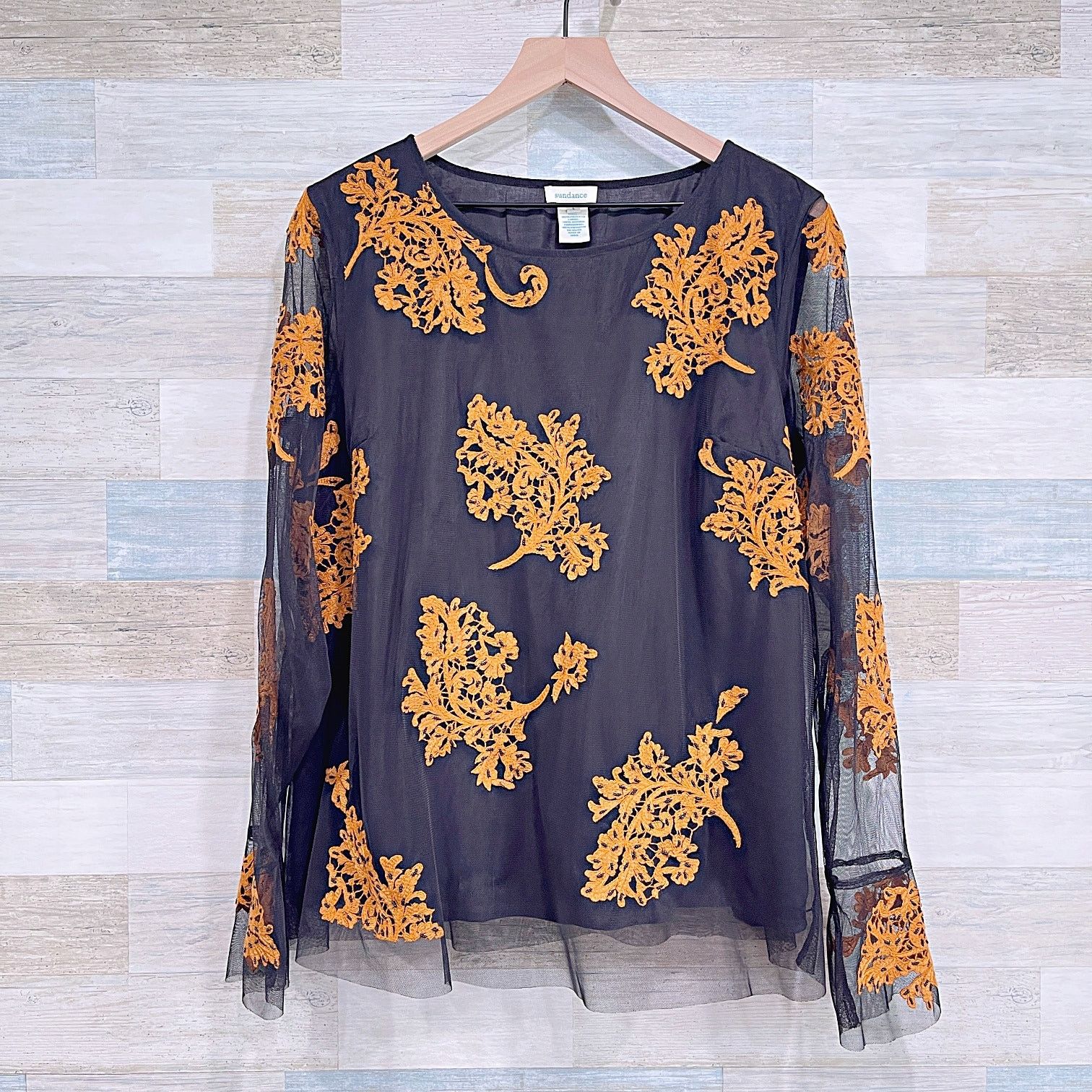 Other SUNDANCE Tulle Floral Embroidered Beaded Top Womens Large Size L / US 10 / IT 46 - 2 Thumbnail