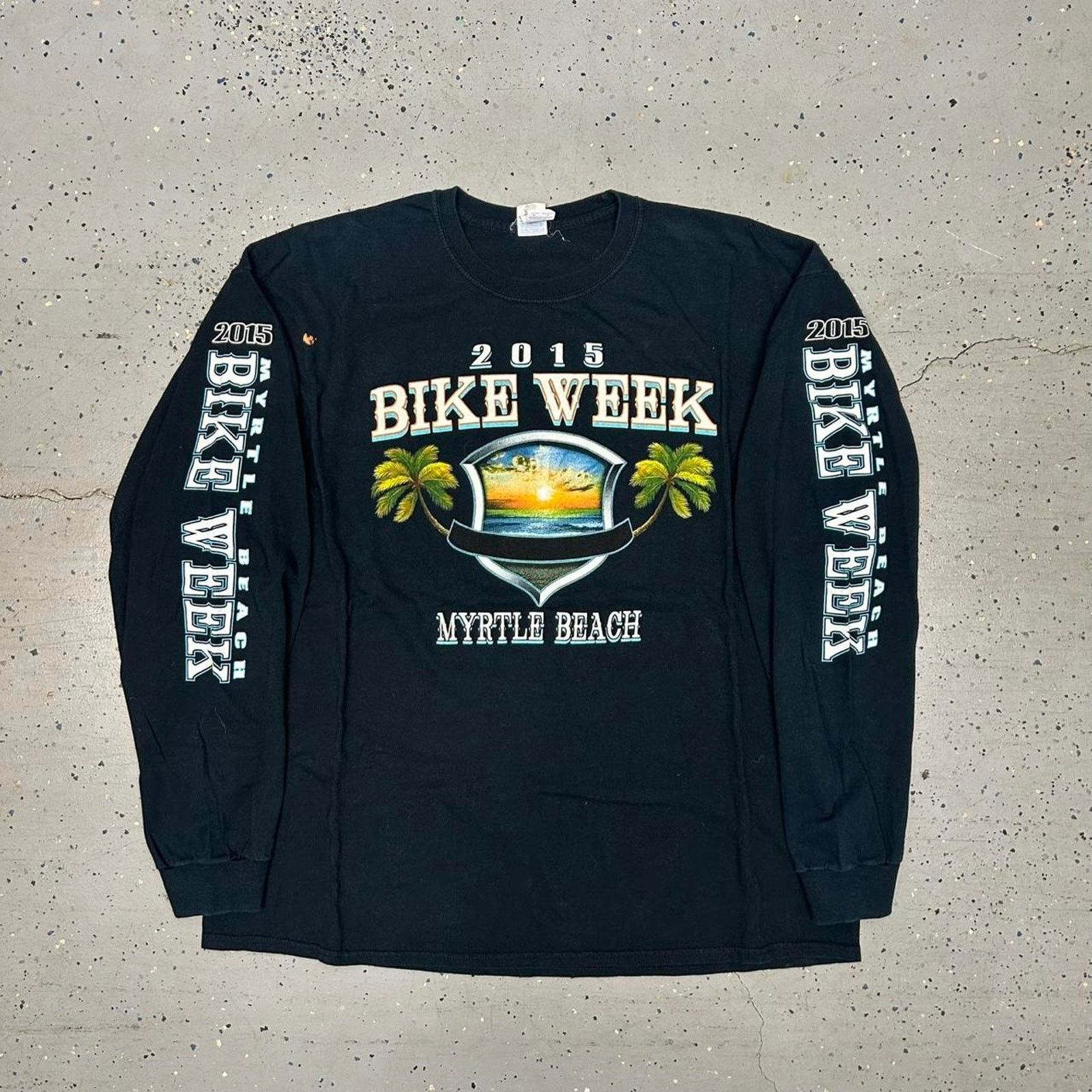 Gildan Y2K Myrtle Beach Bike Week long sleeve black tee Size US XXL / EU 58 / 5 - 1 Thumbnail