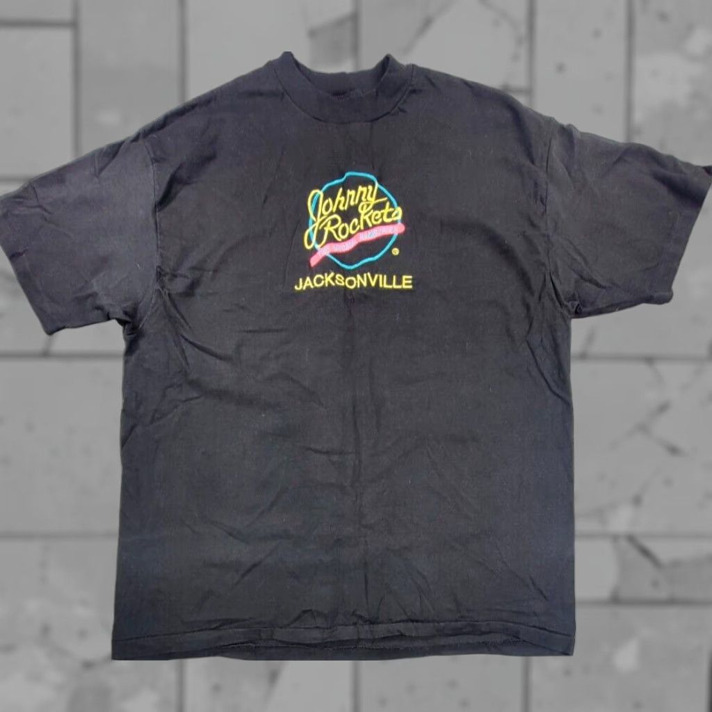 Hanes VTG Hanes T-Shirt 90s Johnny Rockets Jacksonville Short Sleeve XL Black Mens T-Shirt Size US XL / EU 56 / 4 - 1 Thumbnail