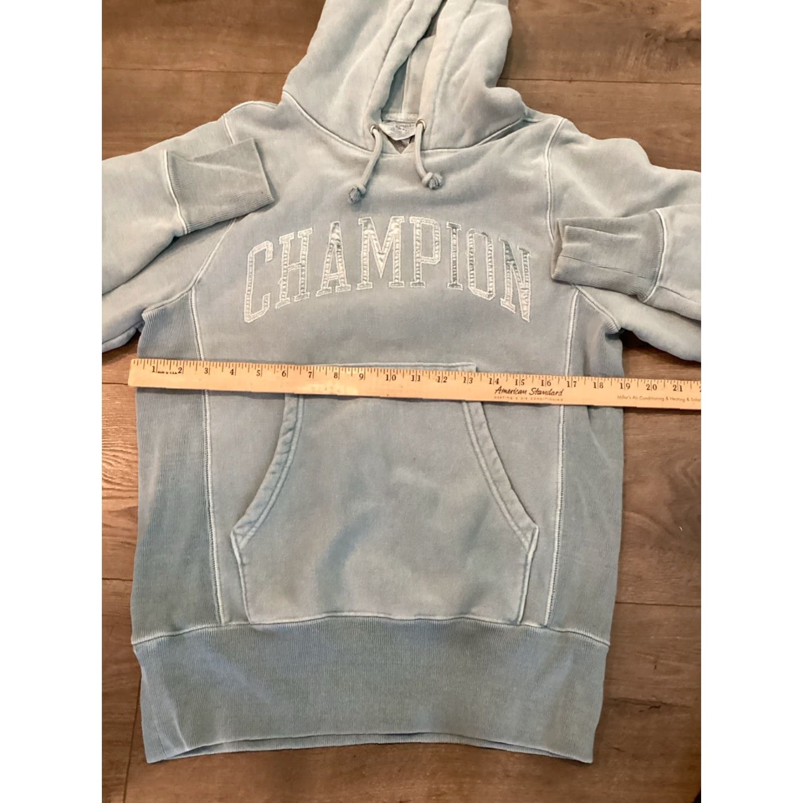 Champion VINTAGE Champion Hoodie Women XS Blue Reverse Weave Pullover Sweatshirt 90s Embroidered Logo Hooded Pockets Casual Activewear Womens Size XS / US 0-2 / IT 36-38 - 5 Thumbnail