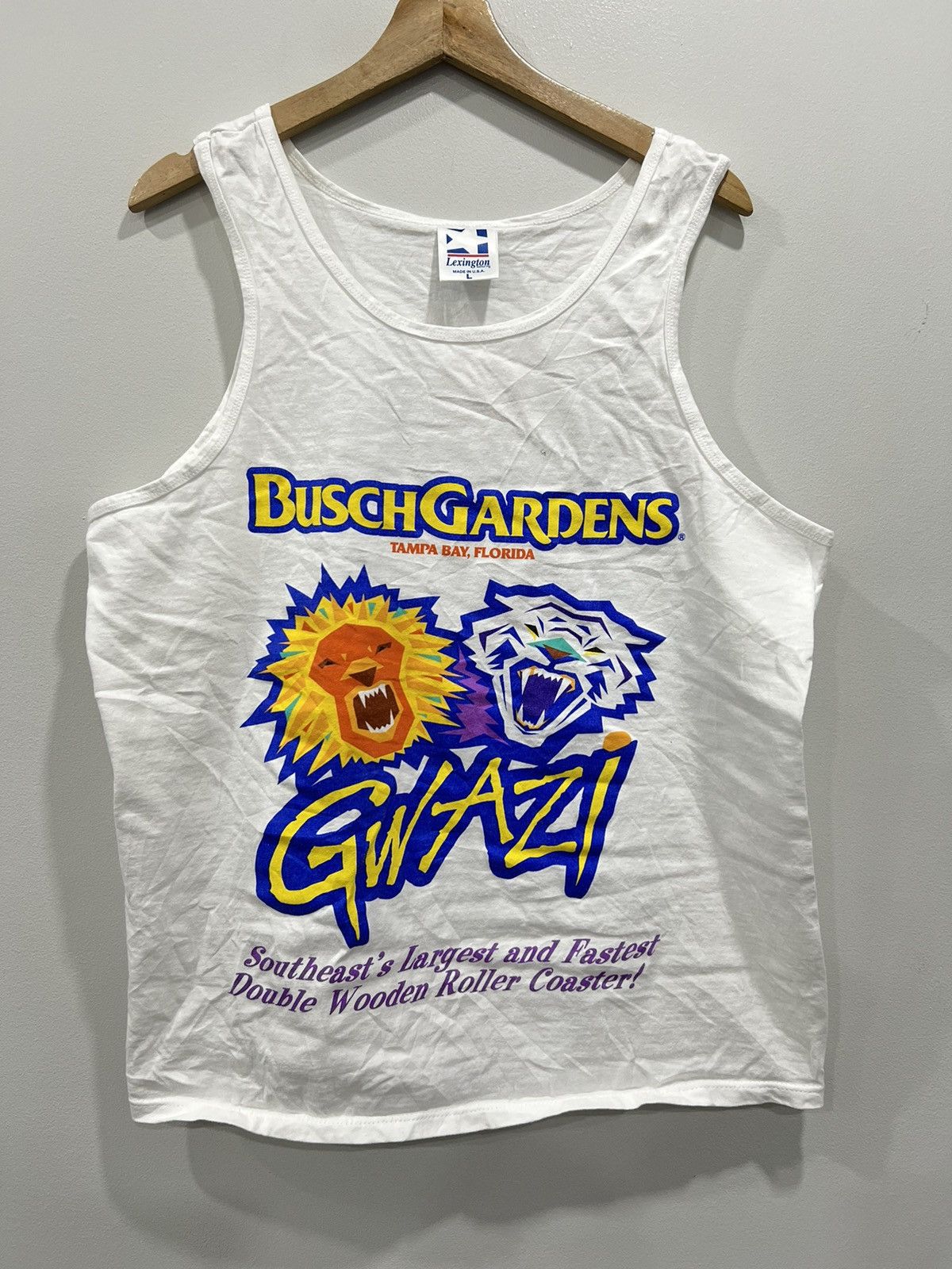 Vintage Vintage Busch Gardens Gwazi Tank Top Shirt Size US L / EU 52-54 / 3 - 1 Thumbnail