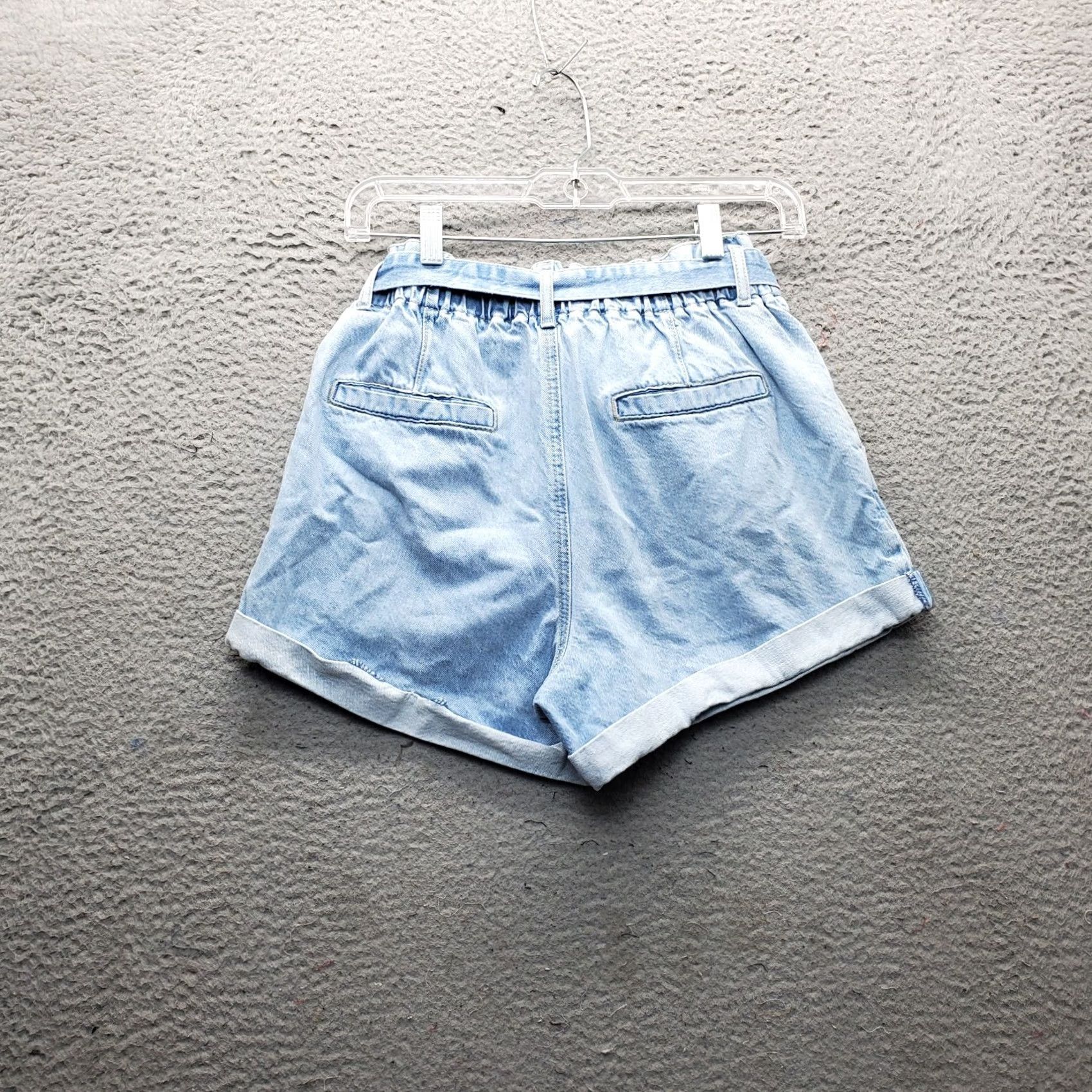 Garage Garage Paperbag Shorts Womens Size 5 Blue Denim Belted Waist Slash Pockets Cuffed Size 27" / US 4 / IT 40 - 2 Thumbnail