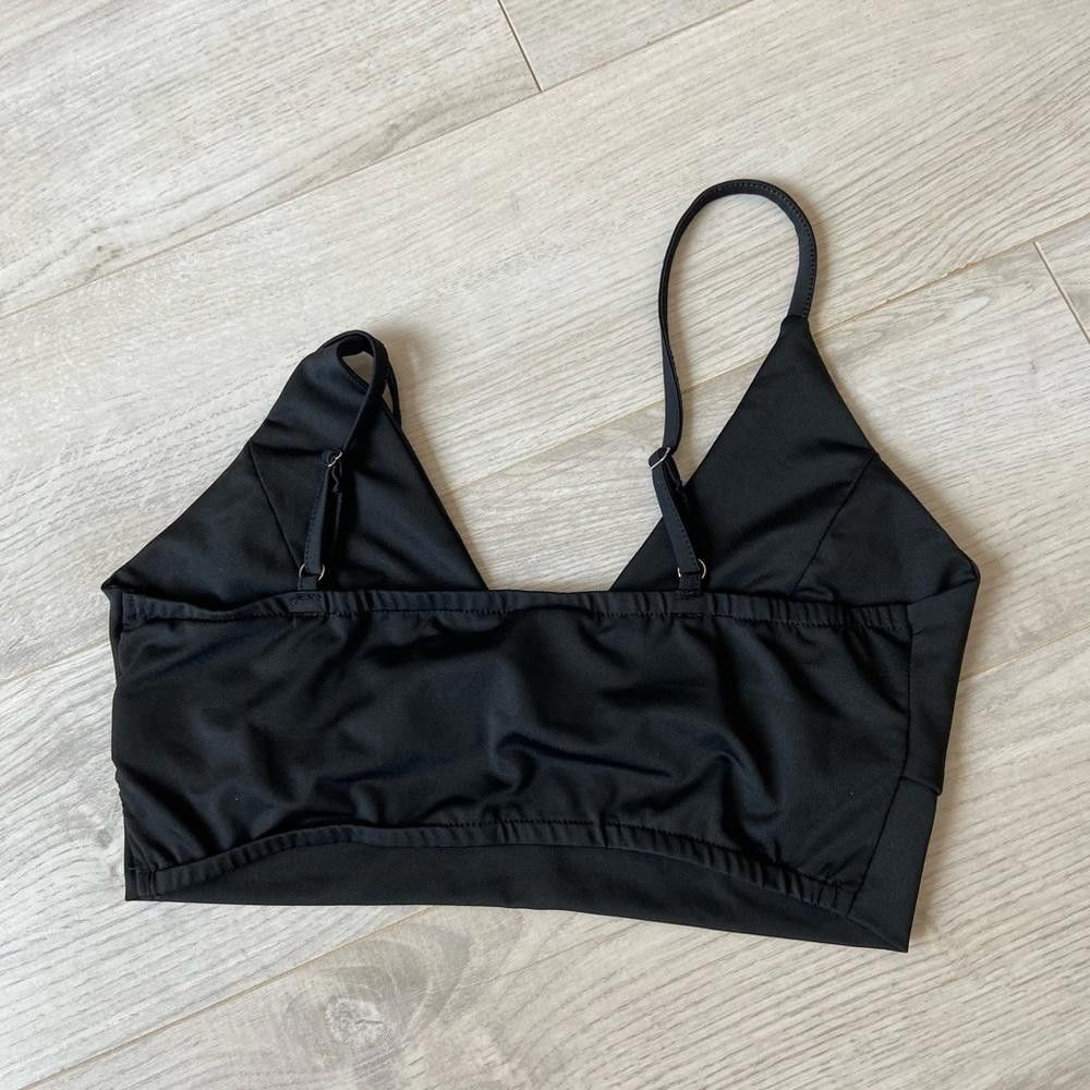 Designer Black V Neck Bralette Size ONE SIZE - 3 Thumbnail