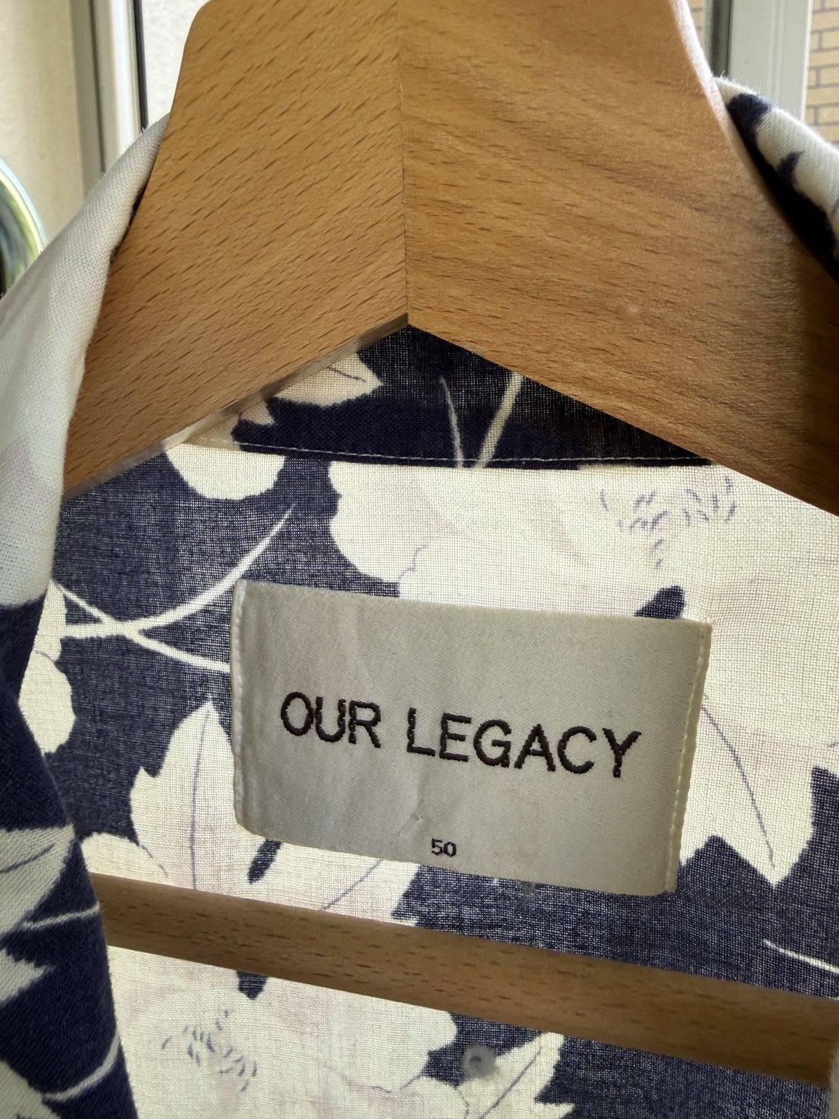 Our Legacy OUR LEGACY SS14 - Shirting Floral Shirt 1/3 Zip Blue Top, Size US M / EU 48-50 / 2 - 4 Thumbnail