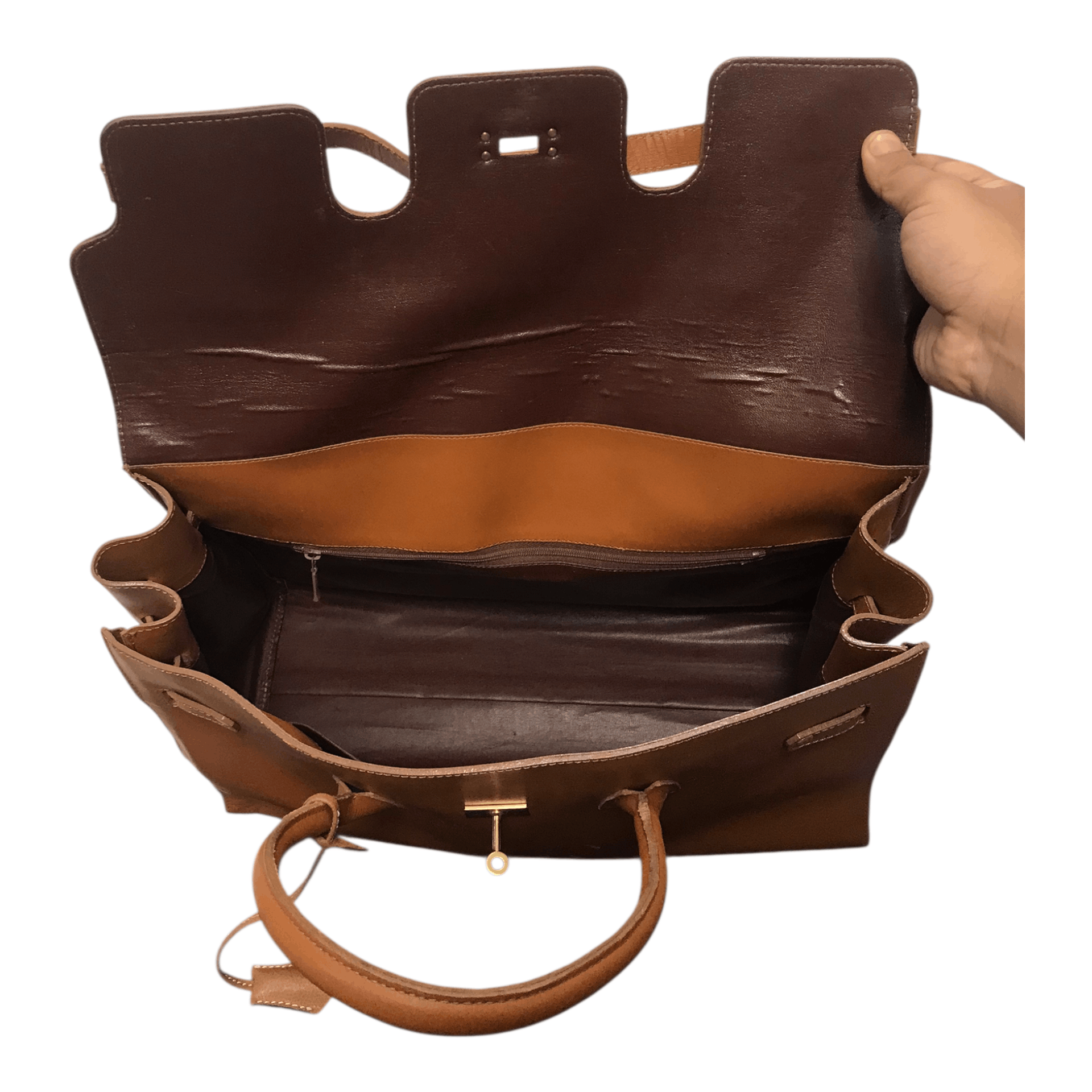 Leather Birkin Brown Leather Handbag Size ONE SIZE - 11 Thumbnail