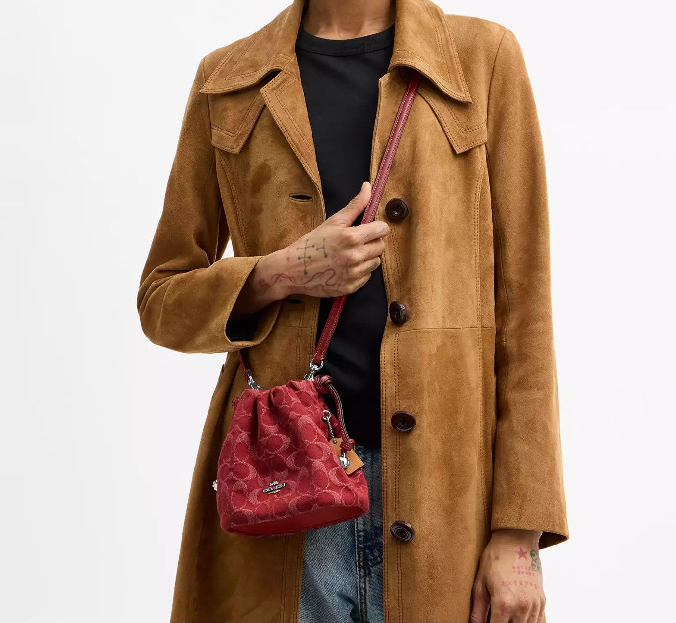 Coach Faye Mini Drawstring Bag In Signature Denim CCZ45 Size ONE SIZE - 7 Thumbnail