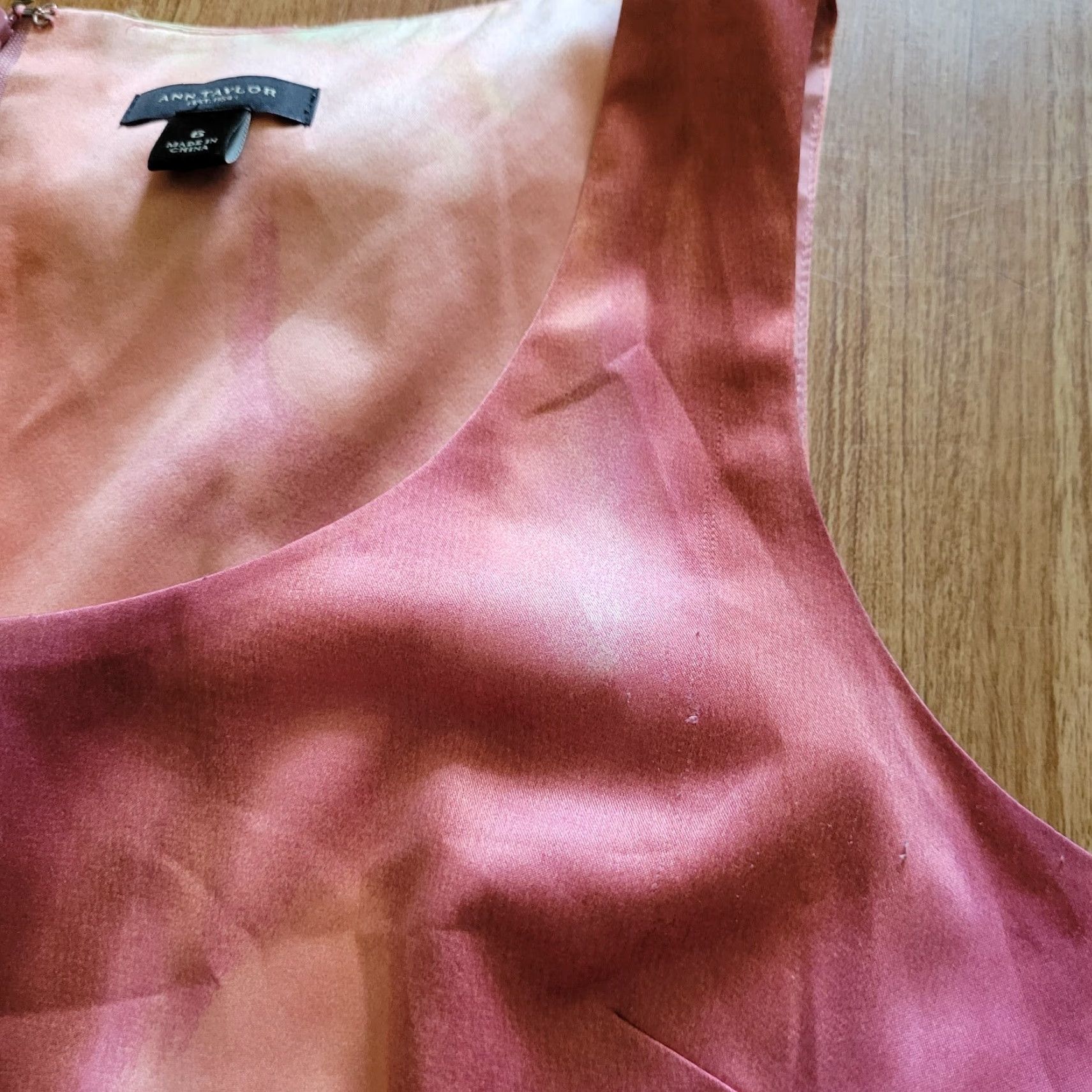 Ann Taylor Ann Taylor Dress Womens 6 Pink Peach Tie Dye Sleeveless Fitted Sheath Dress Size M / US 6-8 / IT 42-44 - 6 Thumbnail