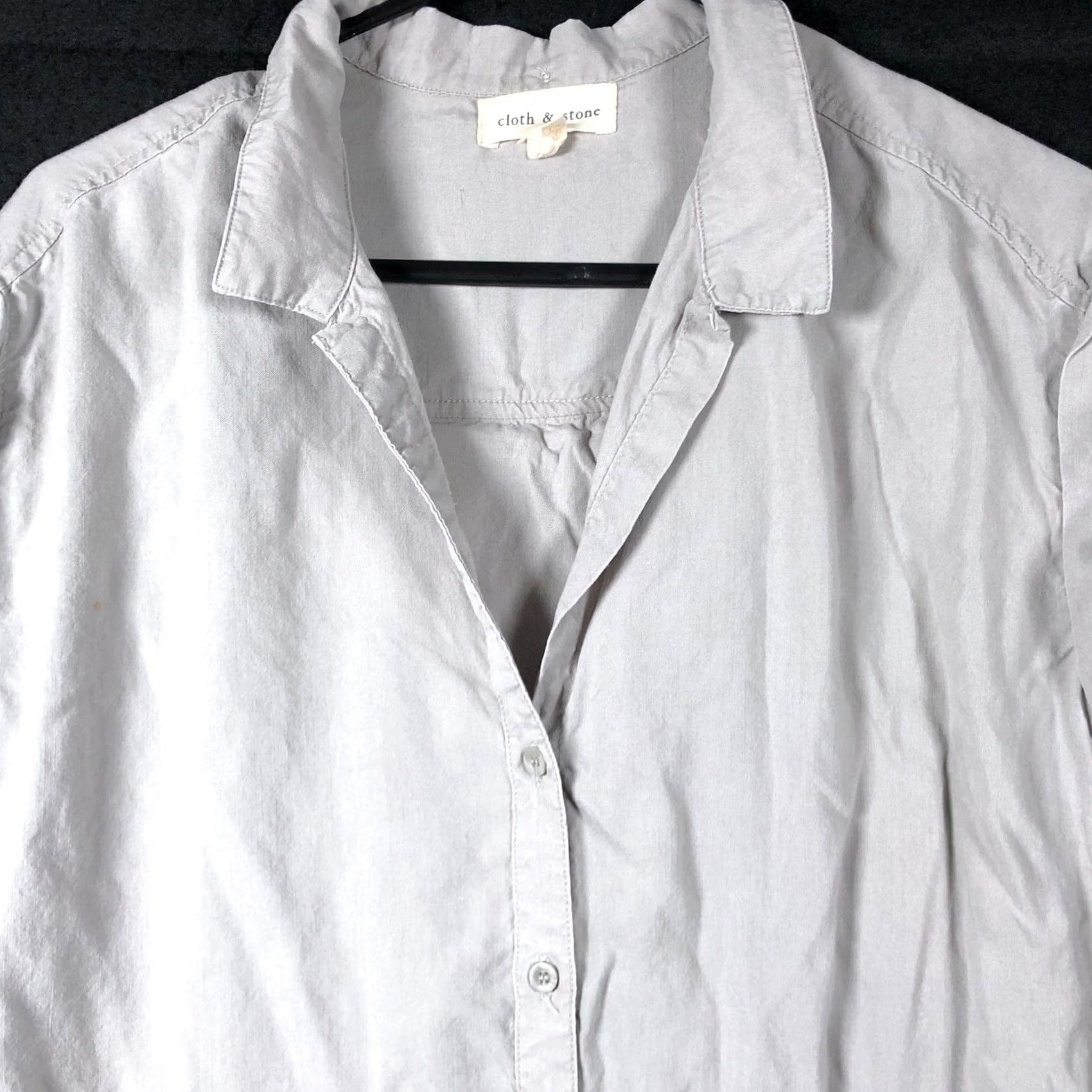 CLOT Cloth & Stone Womens Shirt Gray Collared Oversized Button Down Small Shirt Short Sleeve Casual Workwear Size S / US 4 / IT 40 - 2 Thumbnail