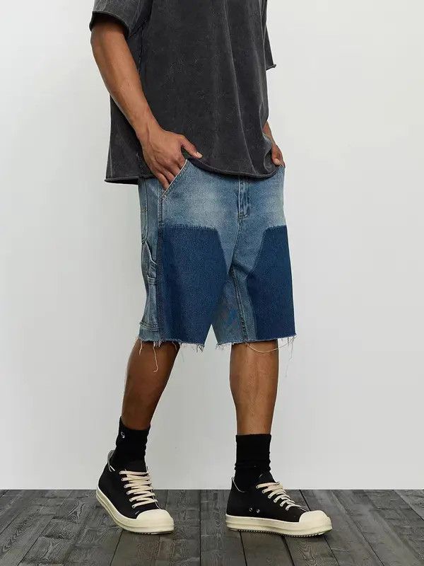 Japanese Brand VIBE High street patchwork raw edge logging denim shorts Size US 34 / EU 50 - 5 Thumbnail
