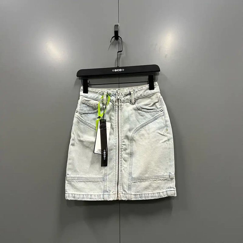 Off-White Blue Cotton Summer Mini Skirt 0089