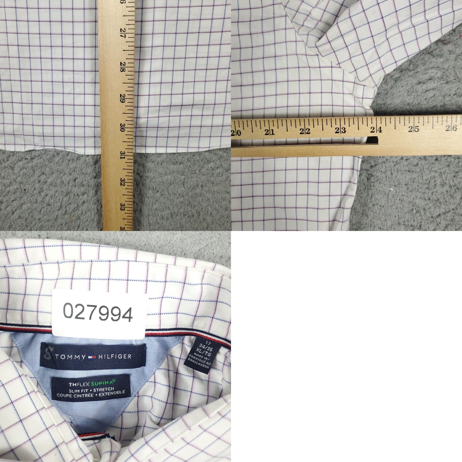 Tommy Hilfiger VINTAGE Tommy Hilfiger Shirt Mens XL White Check Button-Up Long Sleeve Regular Cotton Size US XL / EU 56 / 4 - 8 Thumbnail