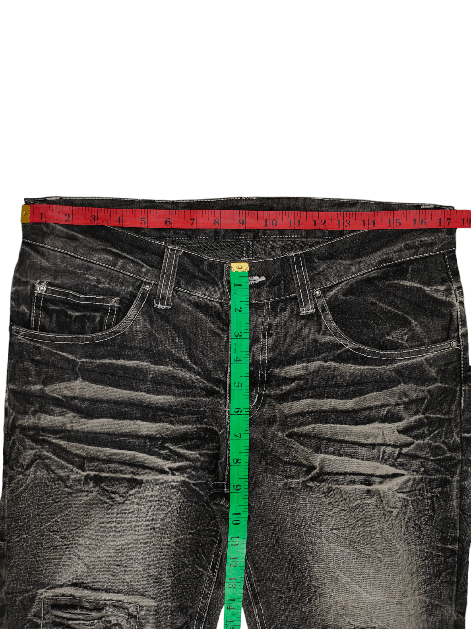 LOWBOX Vintage Y2k Lowbox Clawmark Distress Faded Patchwork Jeans Size US 34 / EU 50 - 8 Thumbnail