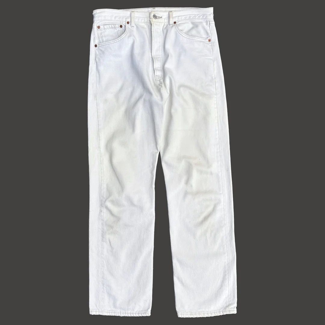 Levi's Levi’s 501 1990 90s Vintage USA Made W33 White Denim Jeans Size US 33 - 2 Thumbnail