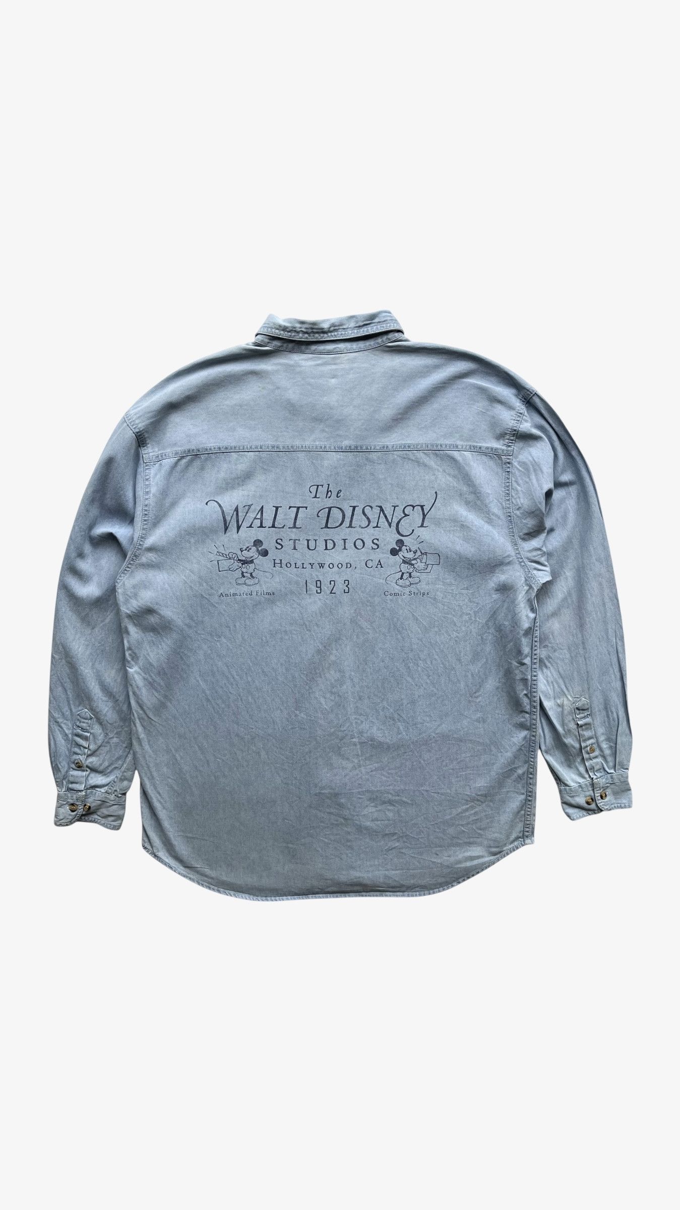 Disney Vintage 90s Men's Walt Disney Studios Blue Denim Shirt Size US L / EU 52-54 / 3 - 1 Thumbnail