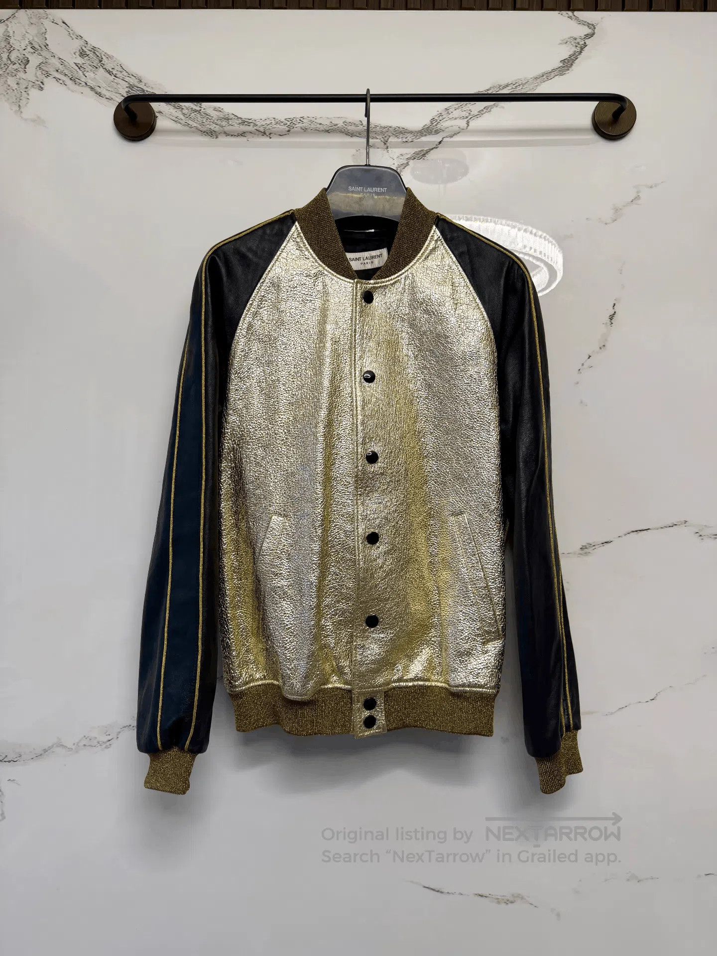 Saint Laurent Paris saint laurent gold and black baseball jacket. Size US S / EU 44-46 / 1 - 2 Thumbnail
