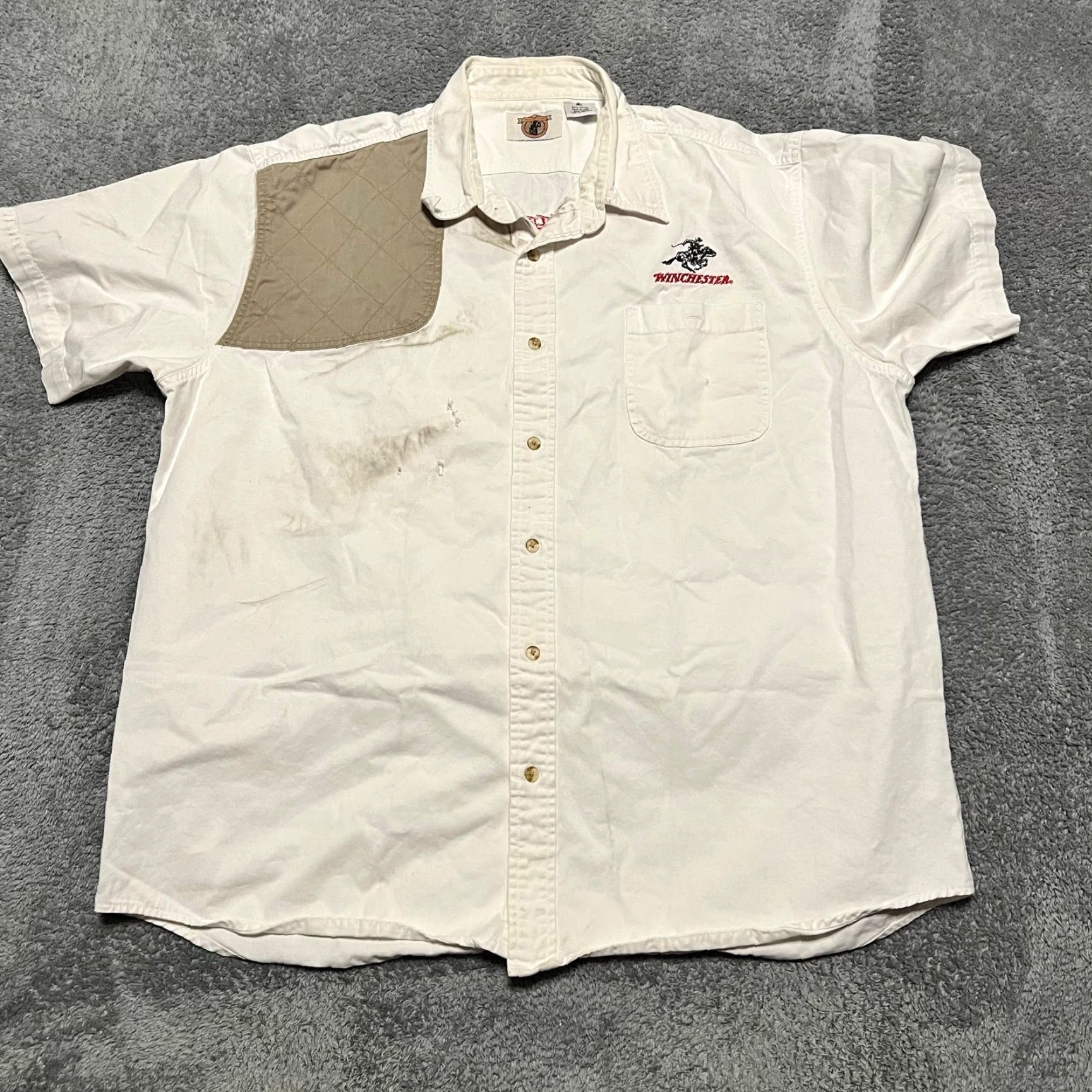 Vintage Winchester Shirt Mens XXL Short Sleeve Button Down Padded Shoulder White 2XL Regular Mens Size US XXL / EU 58 / 5 - 3 Thumbnail