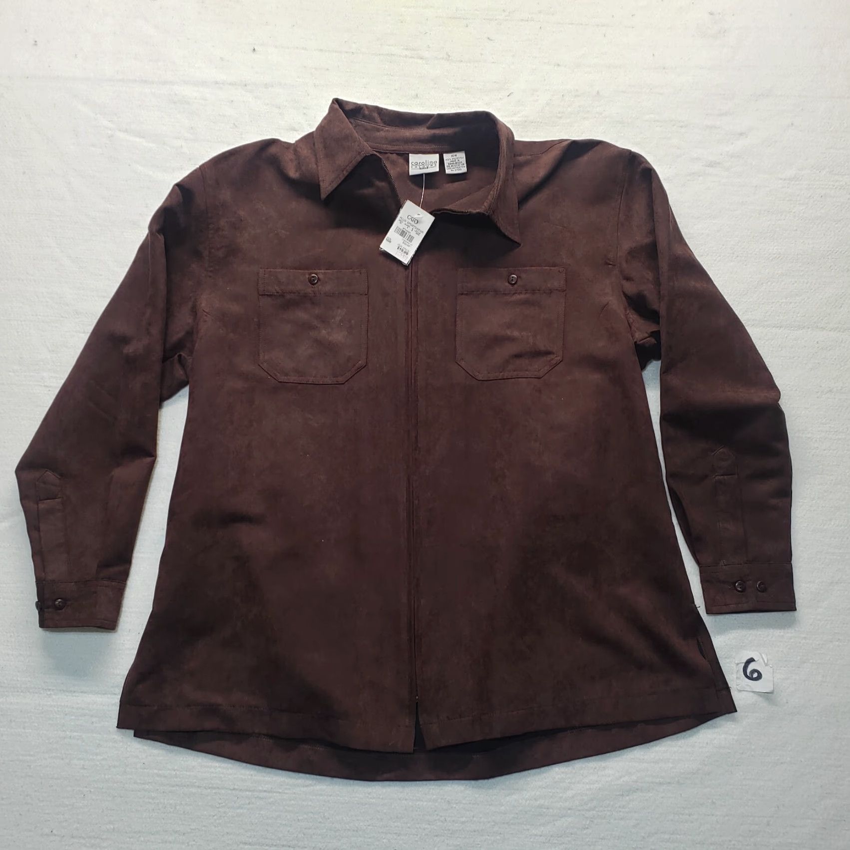 Vintage NEW Carolina Colours Solid Brown Long Sleeve Collar Zip Up Jacket Size 16W NEW Size XXL / US 16-18 / IT 52-54 - 2 Thumbnail