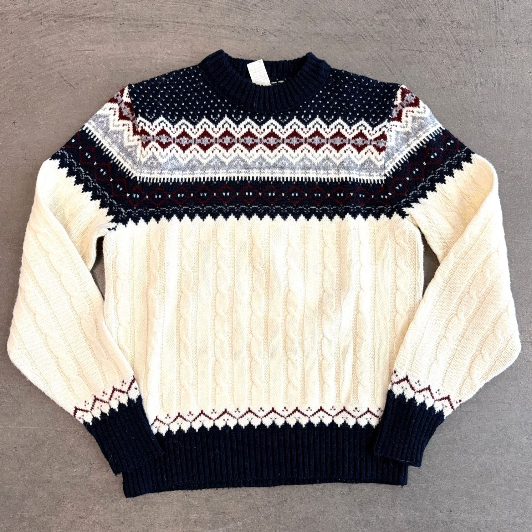 Vintage VINTAGE Y2K Cream Blue Nordic Weave Knit Longsleeve Pullover Sweater Men’s M Size US M / EU 48-50 / 2 - 2 Thumbnail