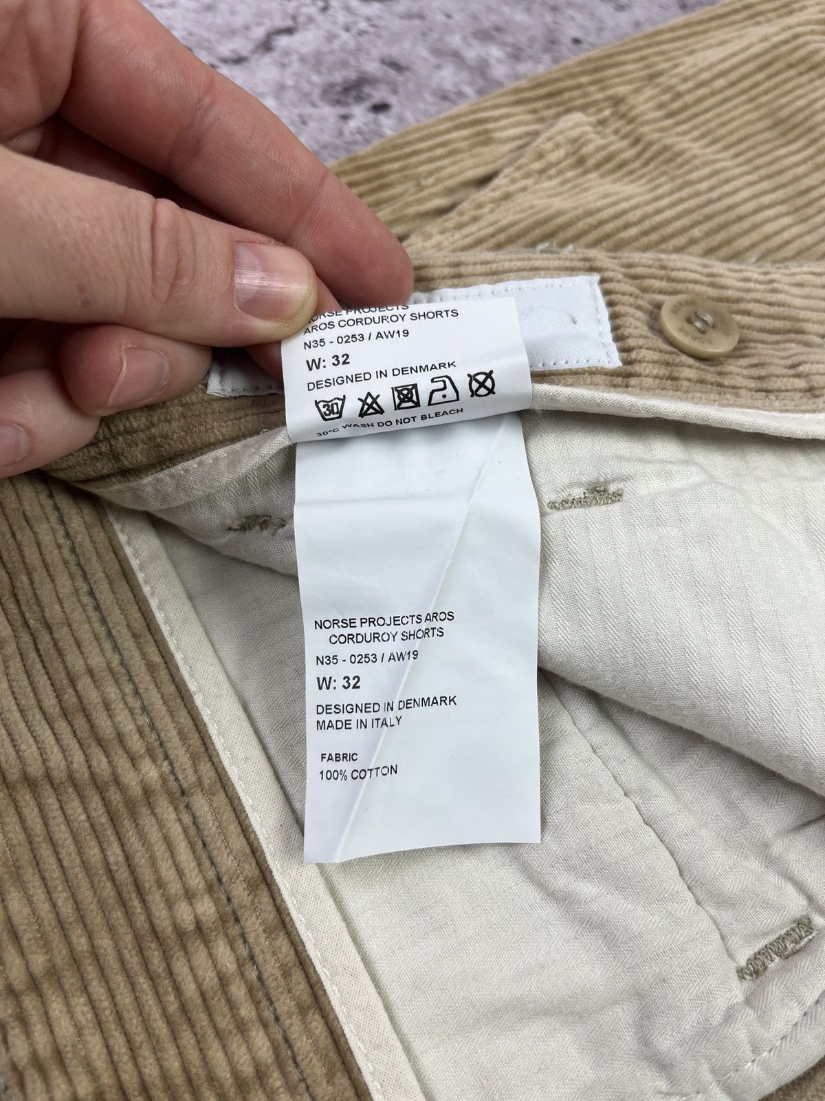 Norse Projects Aros Corduroy Shorts Beige Minimalist Chino Italy Size US 32 / EU 48 - 8 Thumbnail