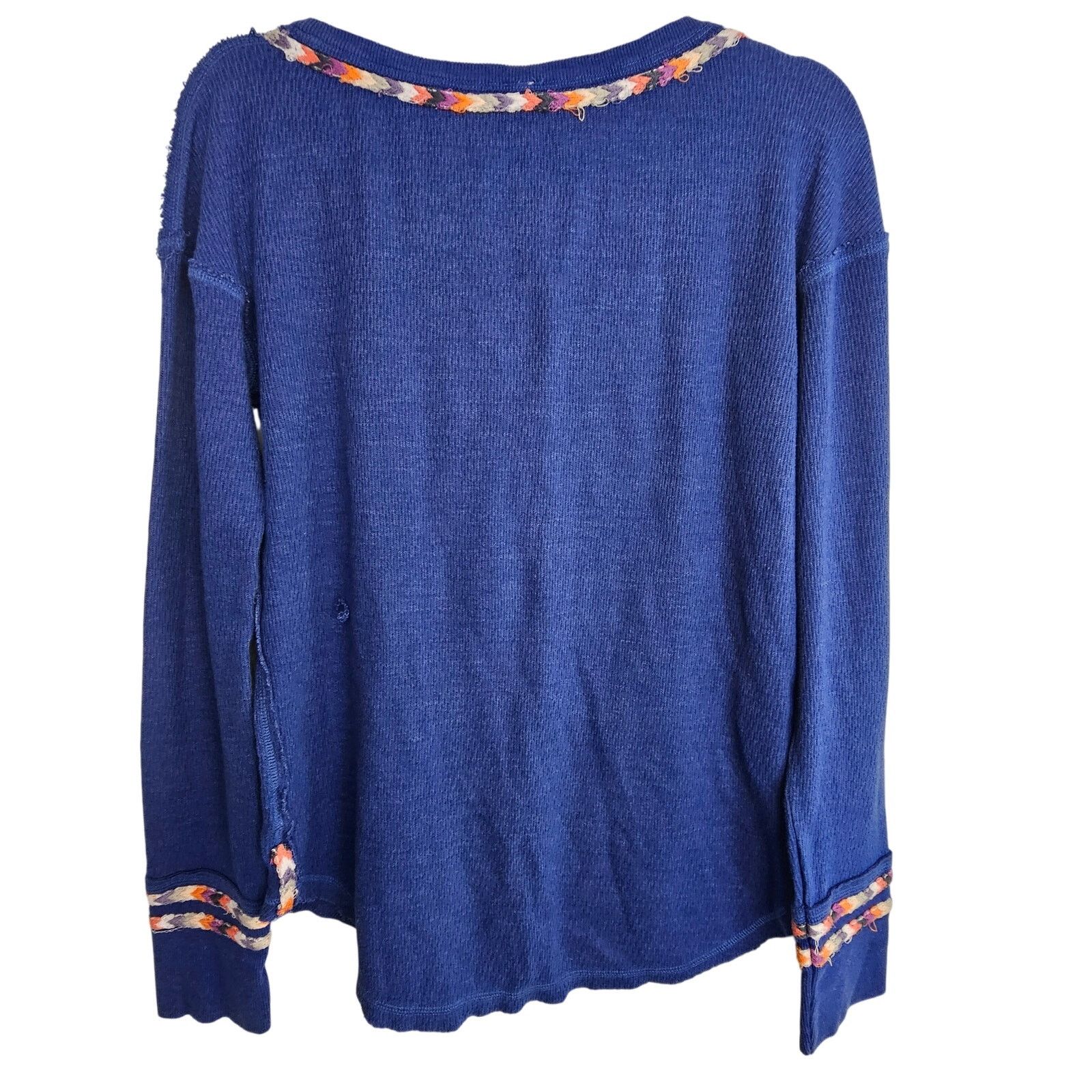 Free People Free People Rainbow Thermal Tee Blue Henley Embroiderd Boho Size M / US 6-8 / IT 42-44 - 10 Thumbnail