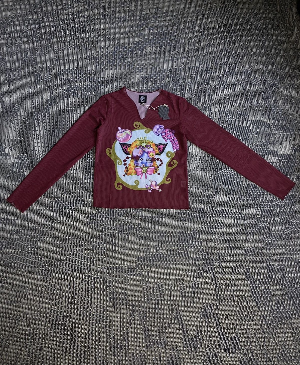 Brain Dead Brain Dead GASPAR BUTTERFLIES MESH TOP -BURGUNDY Size L / US 10 / IT 46 - 2 Thumbnail