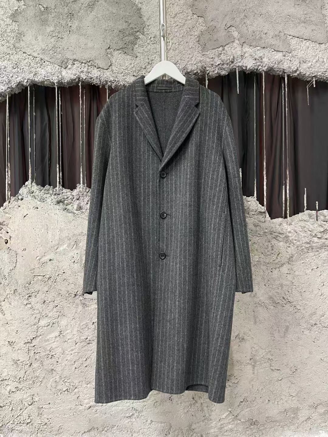 Acne Studios gray striped wool coat by Acne Studios Size US L / EU 52-54 / 3 - 1 Thumbnail