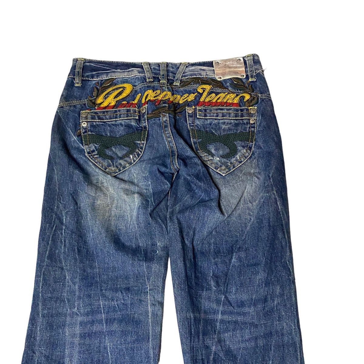 If Six Was Nine × Japanese Brand × Le Grande Bleu (L.G.B.) Lolita Red Pepper Flared Seawash Patched Jeans Size US 28 / EU 44 - 13 Thumbnail
