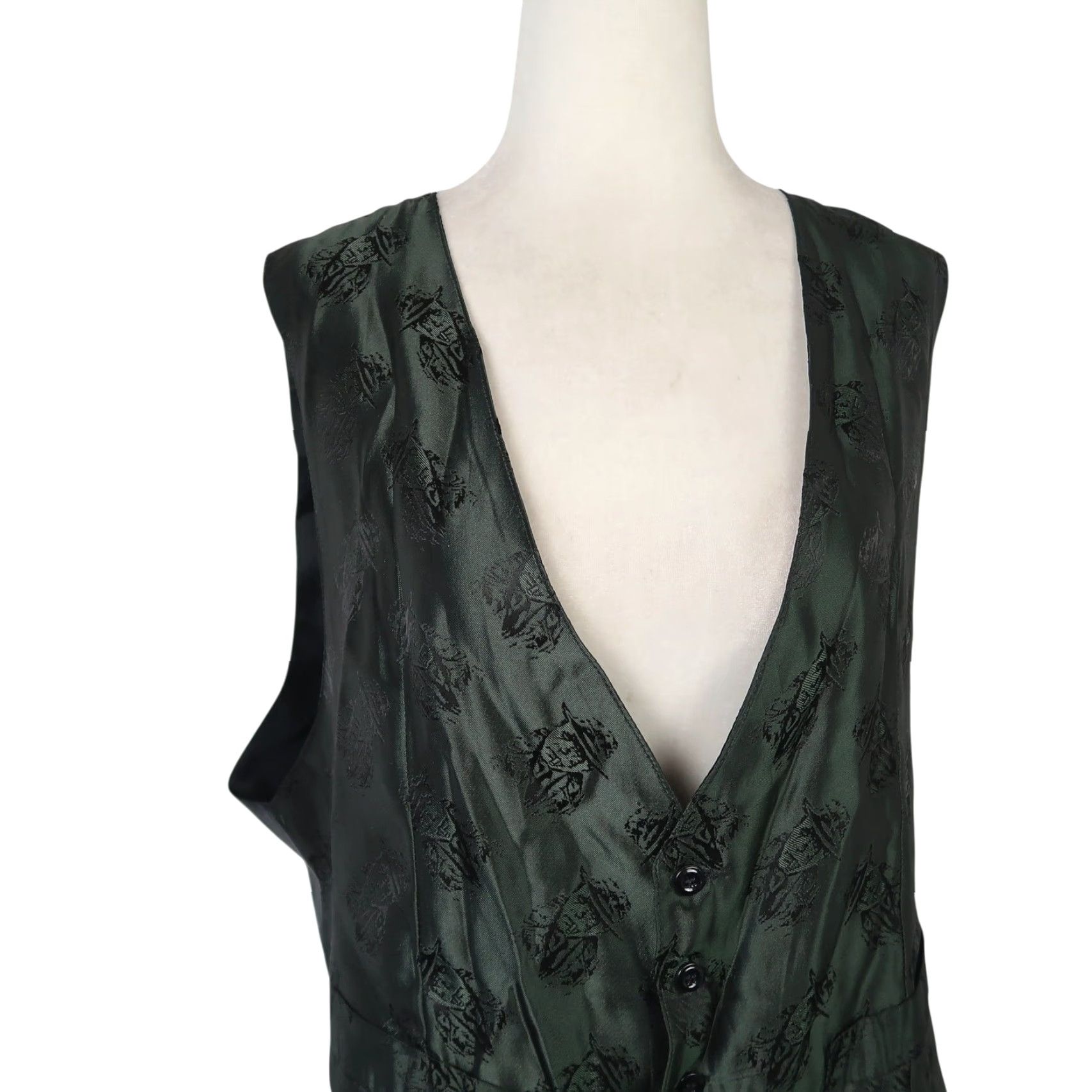 Vintage VINTAGE Dark Green Satin Cowboy Print Vest Mens M 80s Western Satin Acetate Button Front Cowboy 80s Mens M Size US M / EU 48-50 / 2 - 2 Thumbnail
