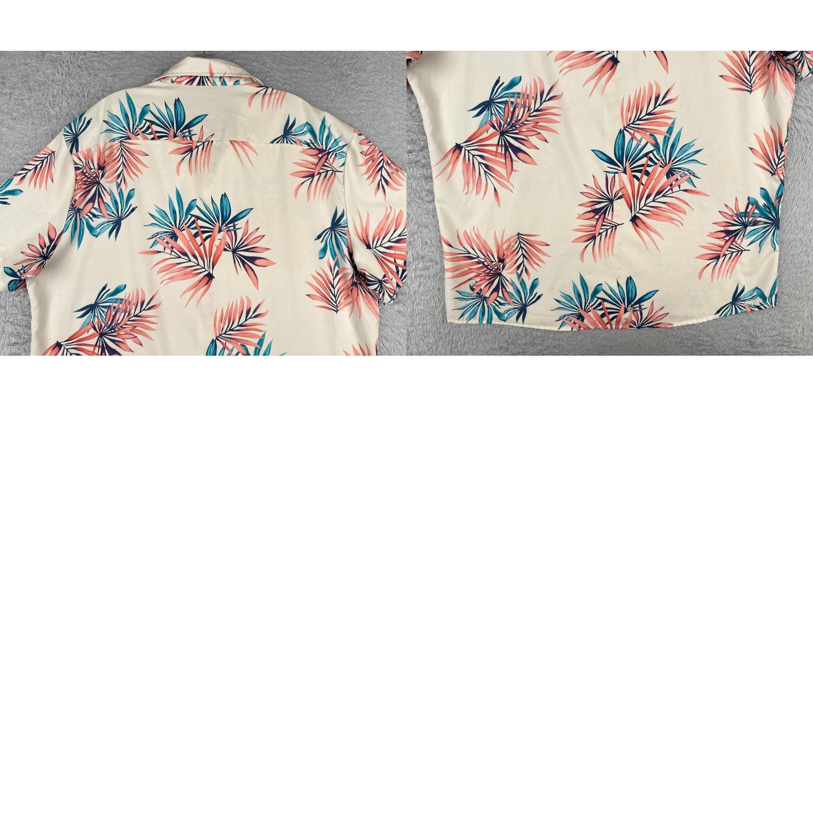 Vintage Hawaiian Shirt Adult 2XL Ivory Floral Leaf 100% Polyester Read Size US XXL / EU 58 / 5 - 9 Thumbnail